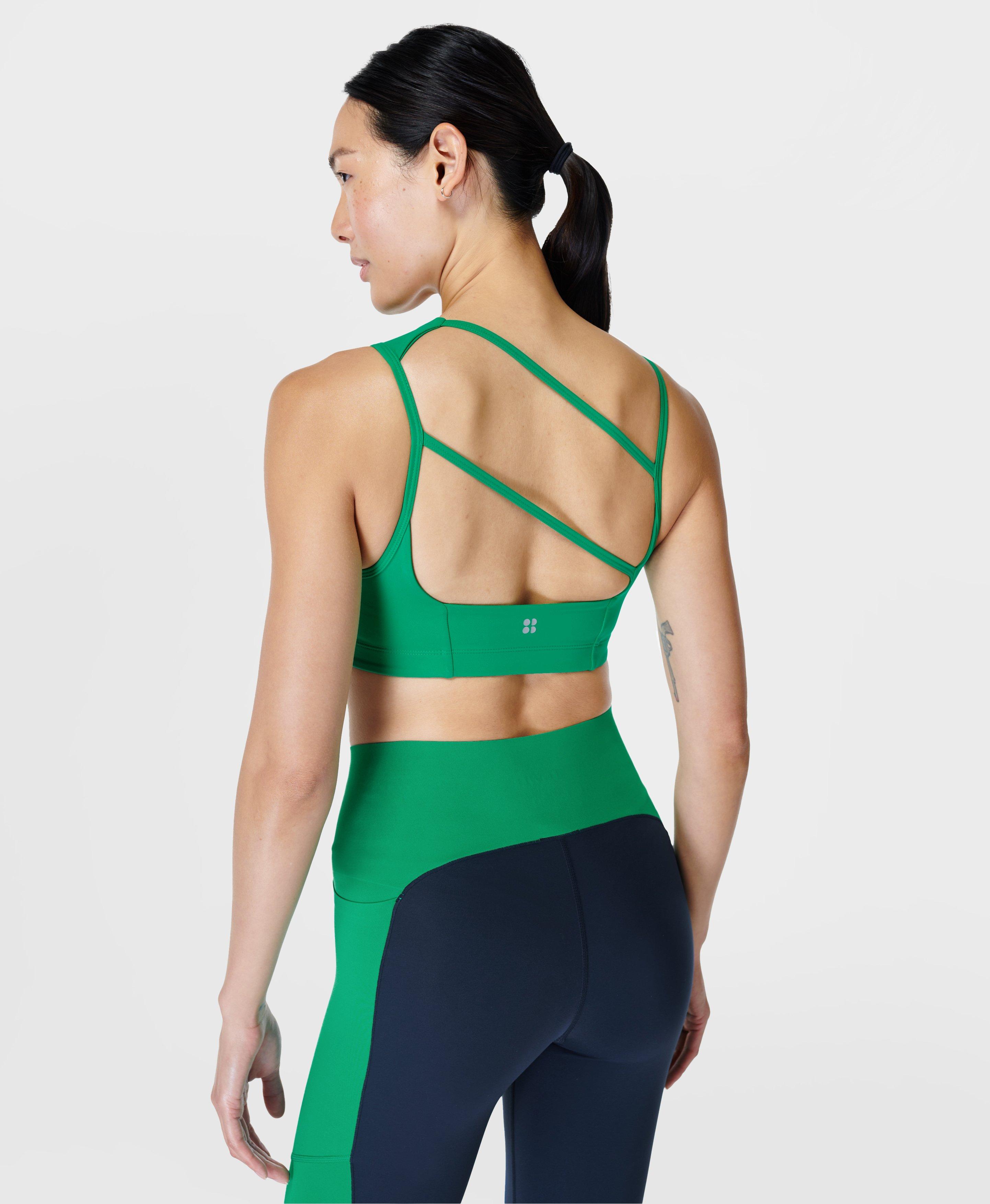 $65 Sweaty Betty Shanti Yoga Bra Top Size S Small Green padded nwt