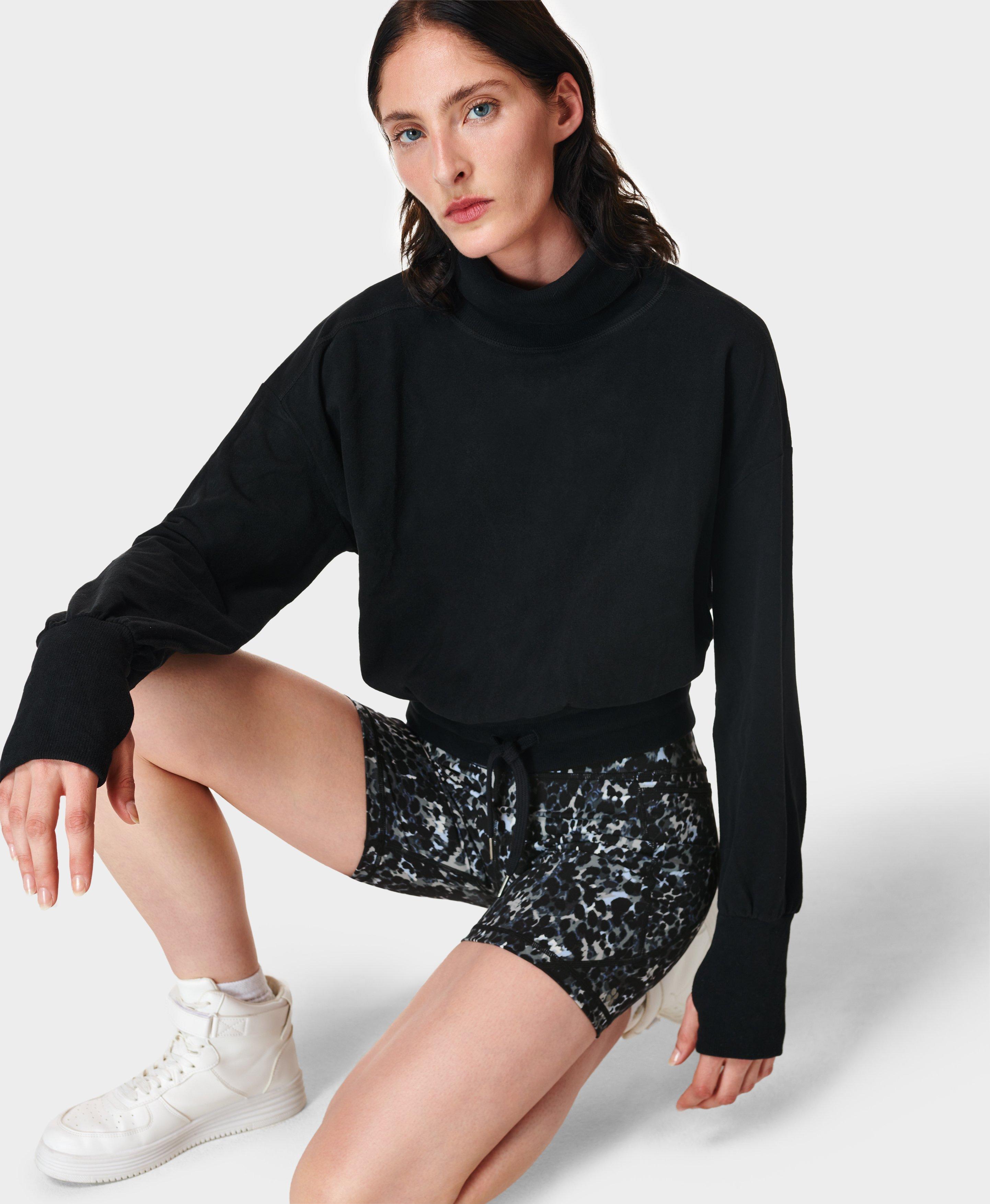 Modal Dot High Neck Jacquard Base Layer Top - Black