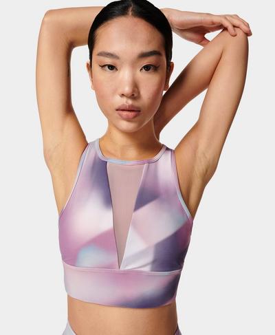Super Soft Mesh Workout Bra, Pink Spliced Gradient Print | Sweaty Betty
