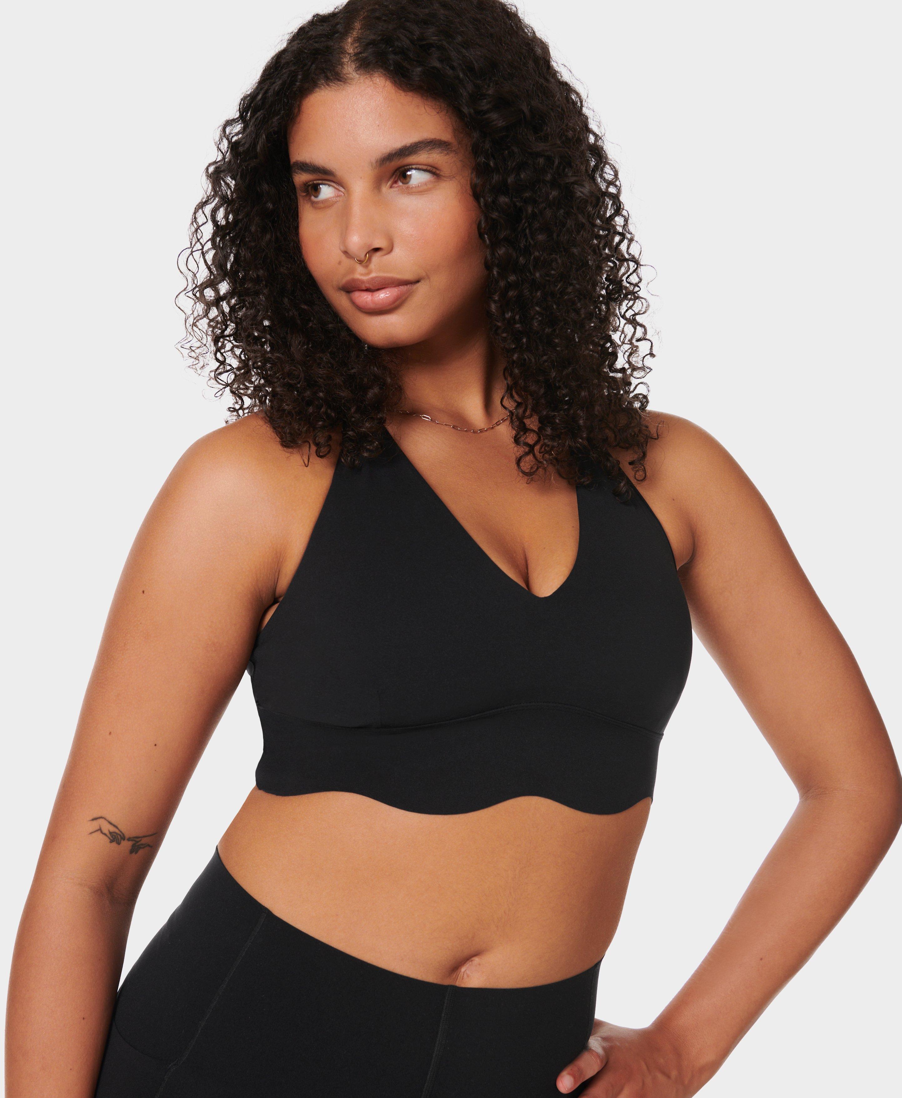 Selling Sexy Black Sports Bras For Women Plunge Push Up Black