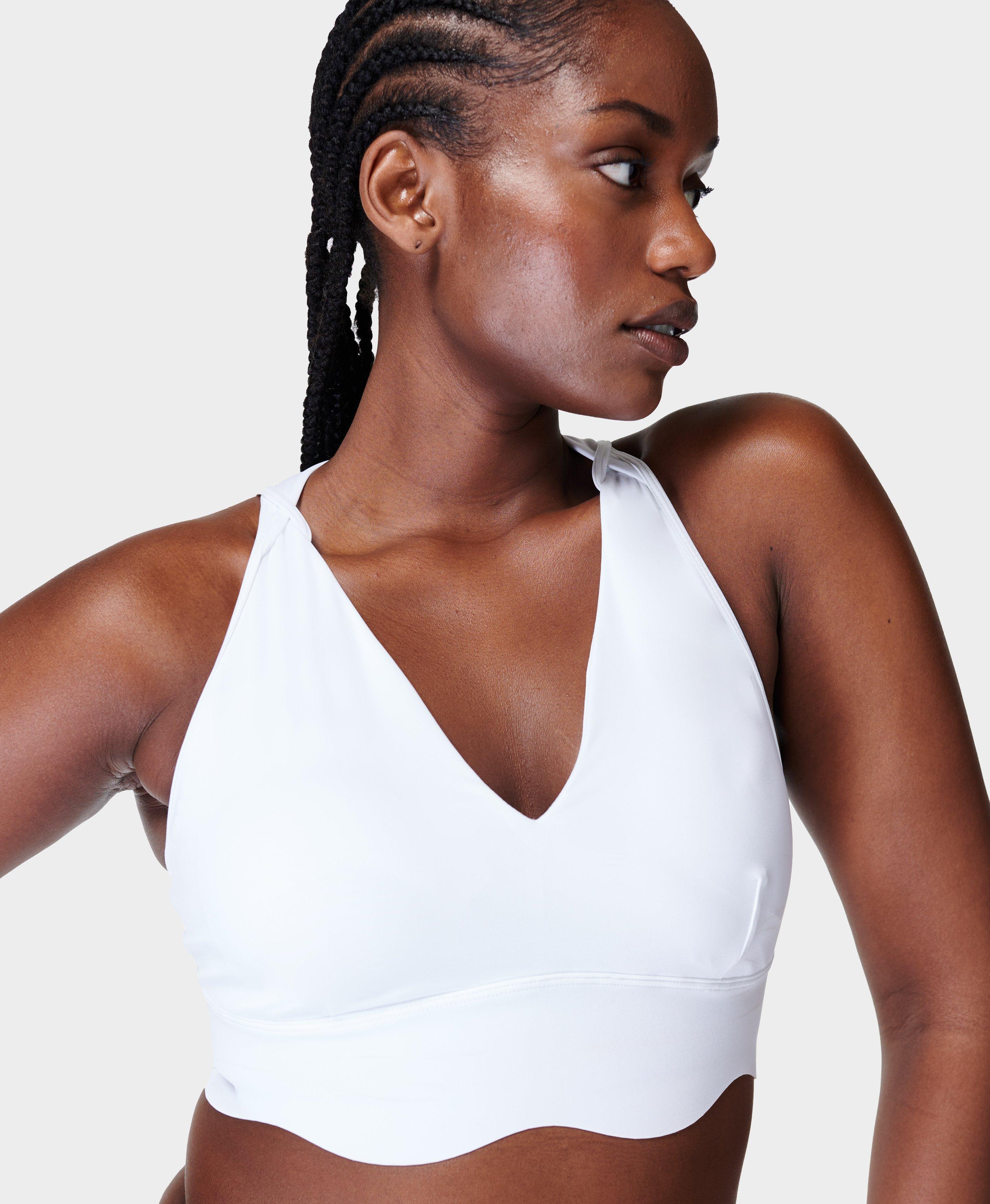 Halter Neck Sports Bra in White