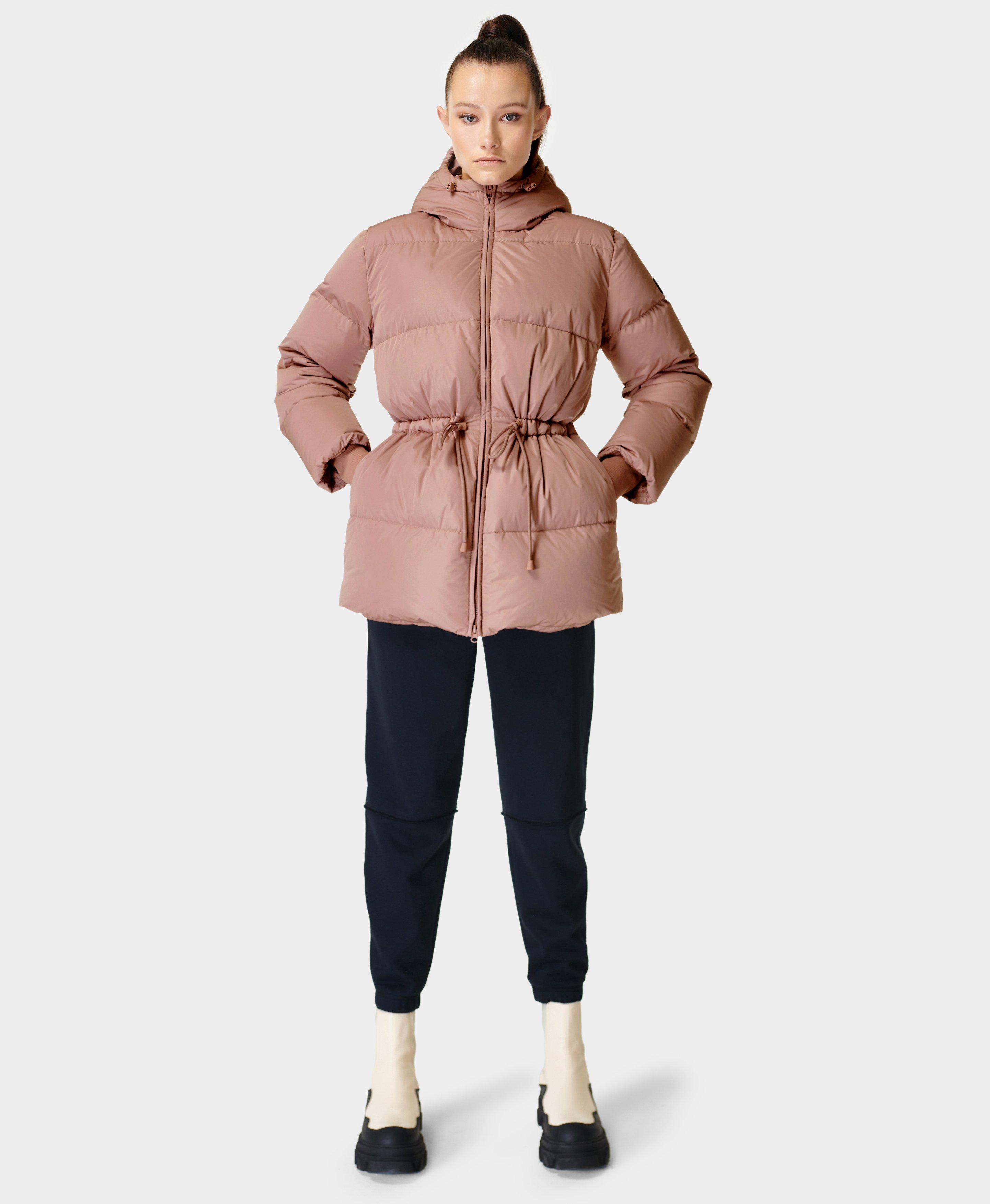 Drawstring waist puffer coat hot sale