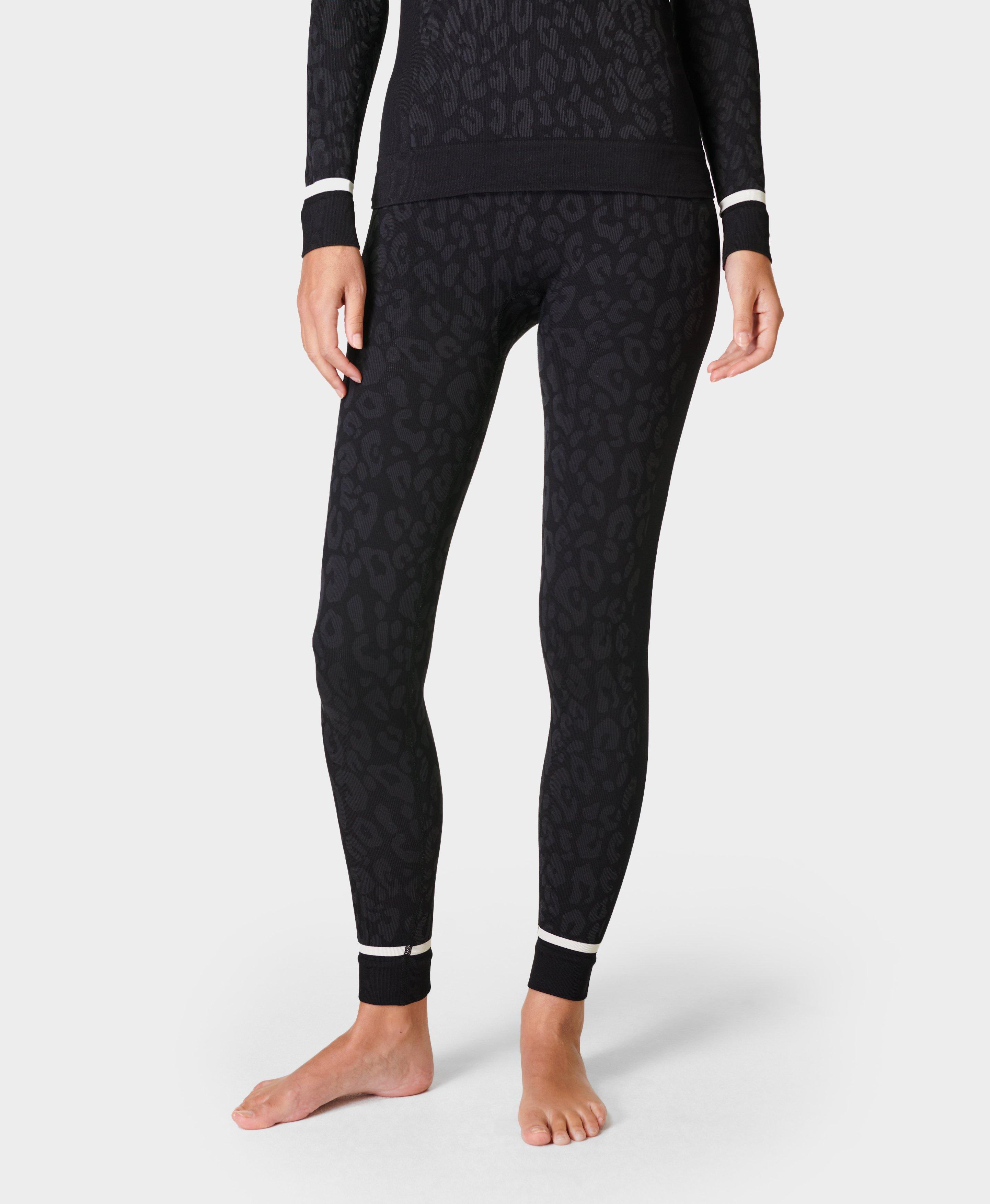 Black Logo-jacquard cotton-blend jersey thermal leggings