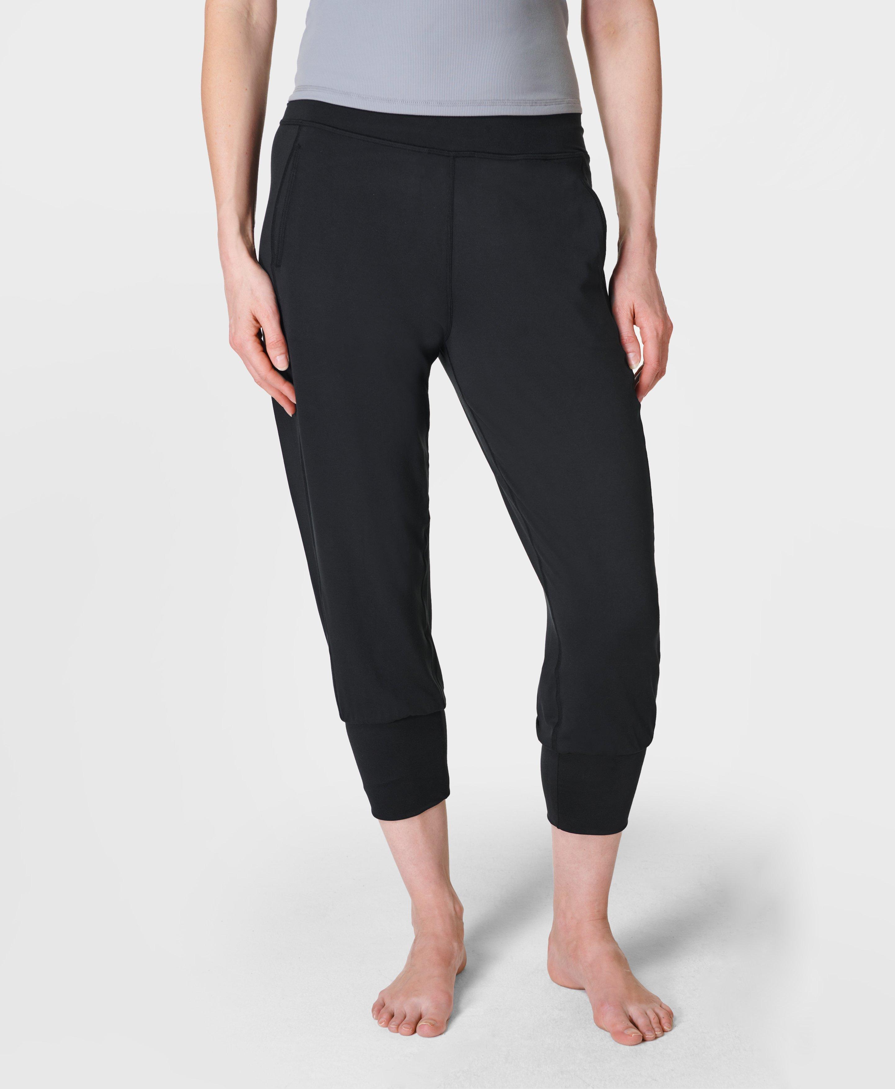 Gary Cropped Yoga Pants - Navy Blue, Women's Trousers & Yoga Pants