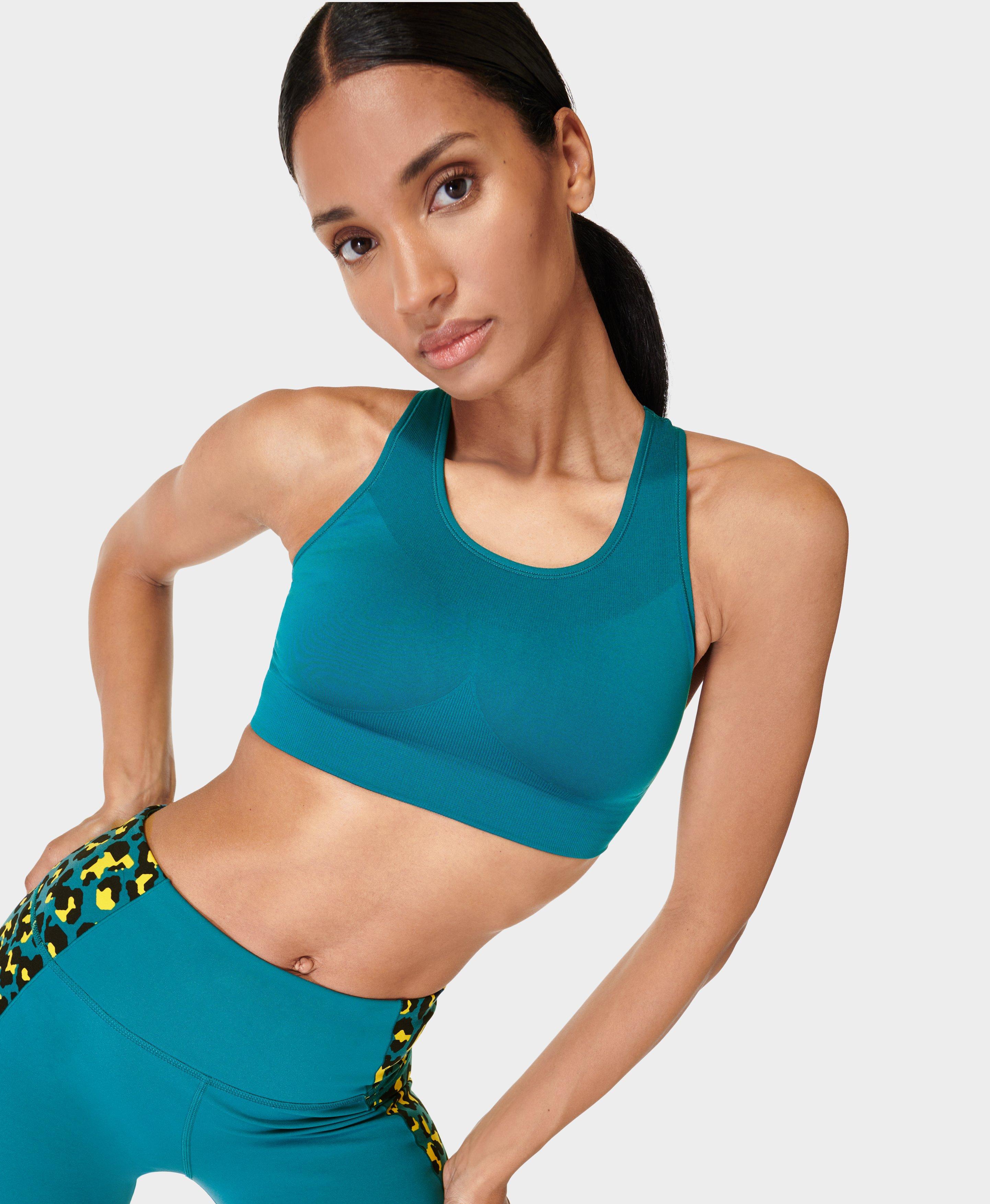 SWEATY BETTY Stamina Longline Stretch-Woven Sports Bra in OXFORDBLUE