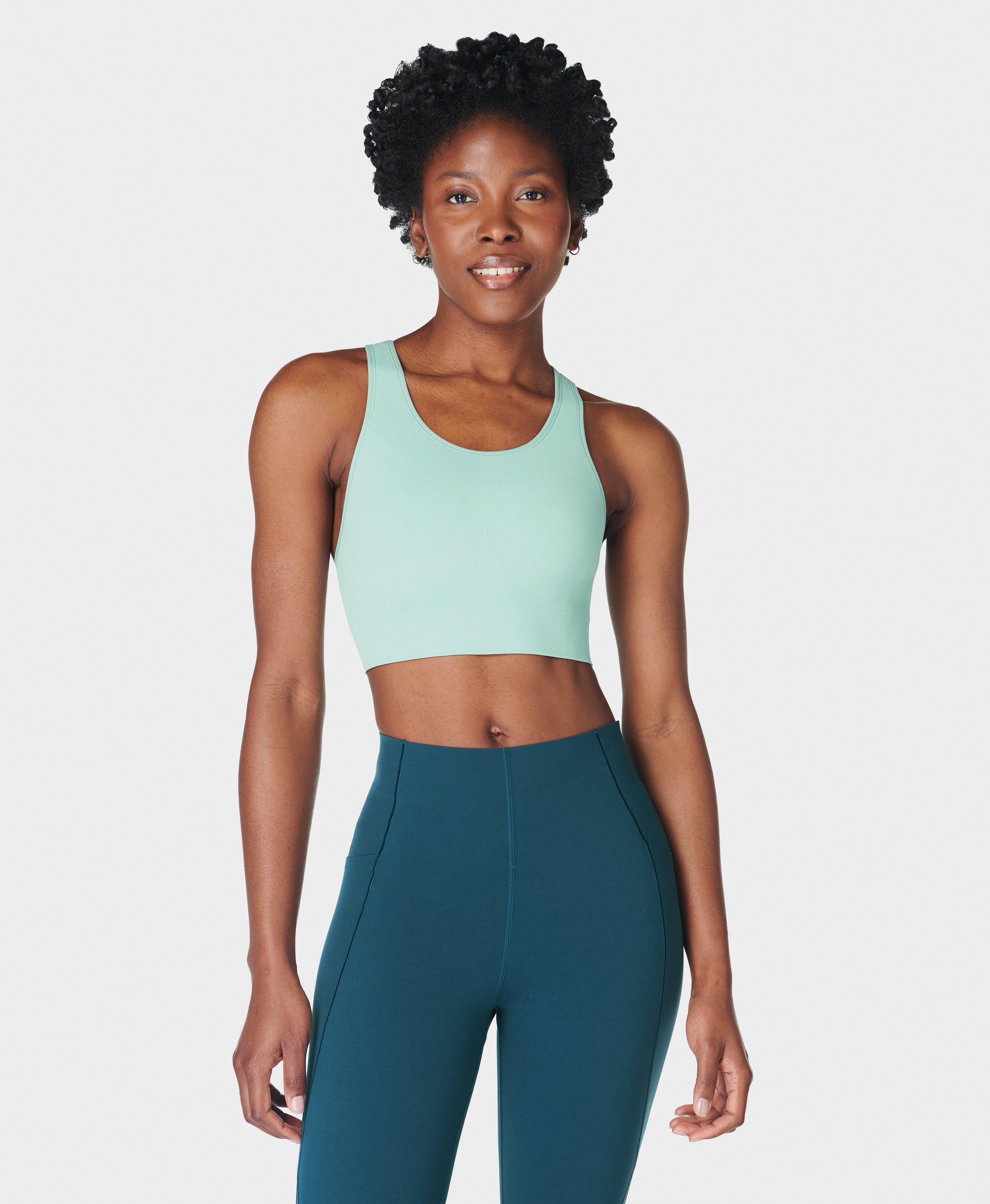 Stamina Seamless Sports Bra Muted Teal Blue Women s Sports Bras Sweaty Betty