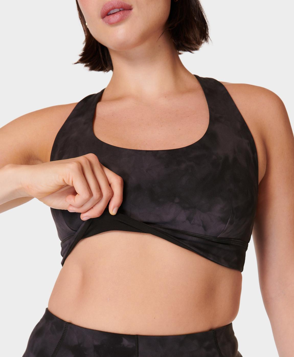 Super Soft Reversible Yoga Bra - Black BlackSprayDyePrint, Women's Sports  Bras
