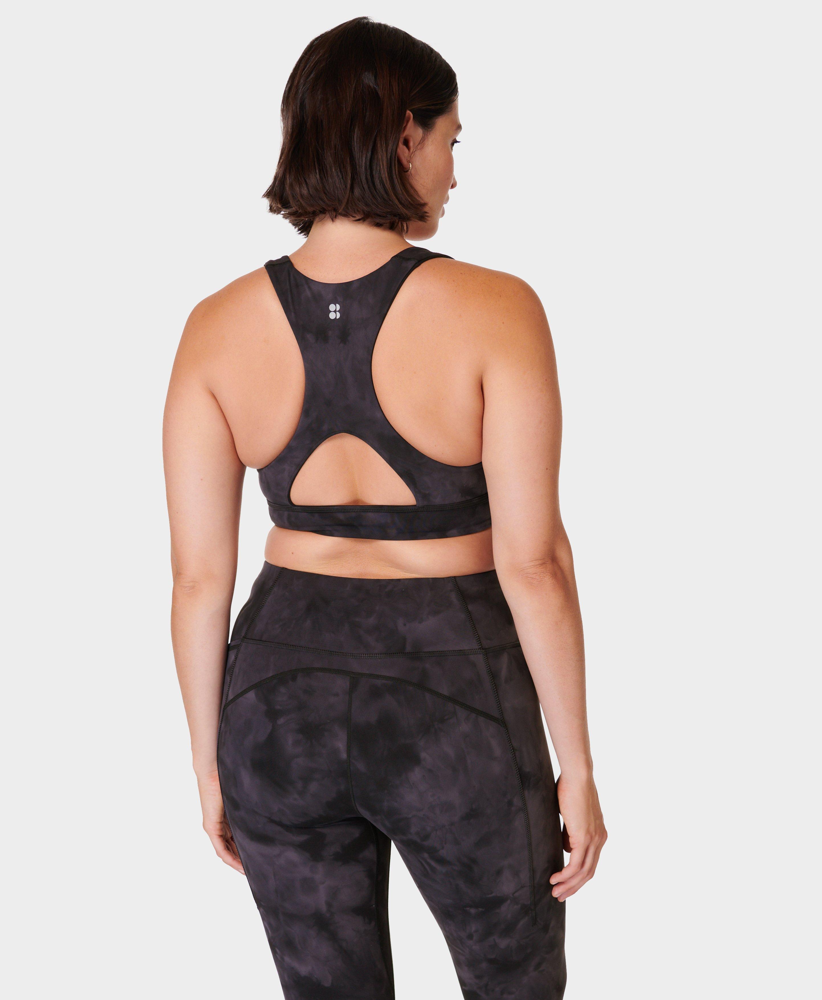 Super Soft Reversible Yoga Bra - Black BlackSprayDyePrint