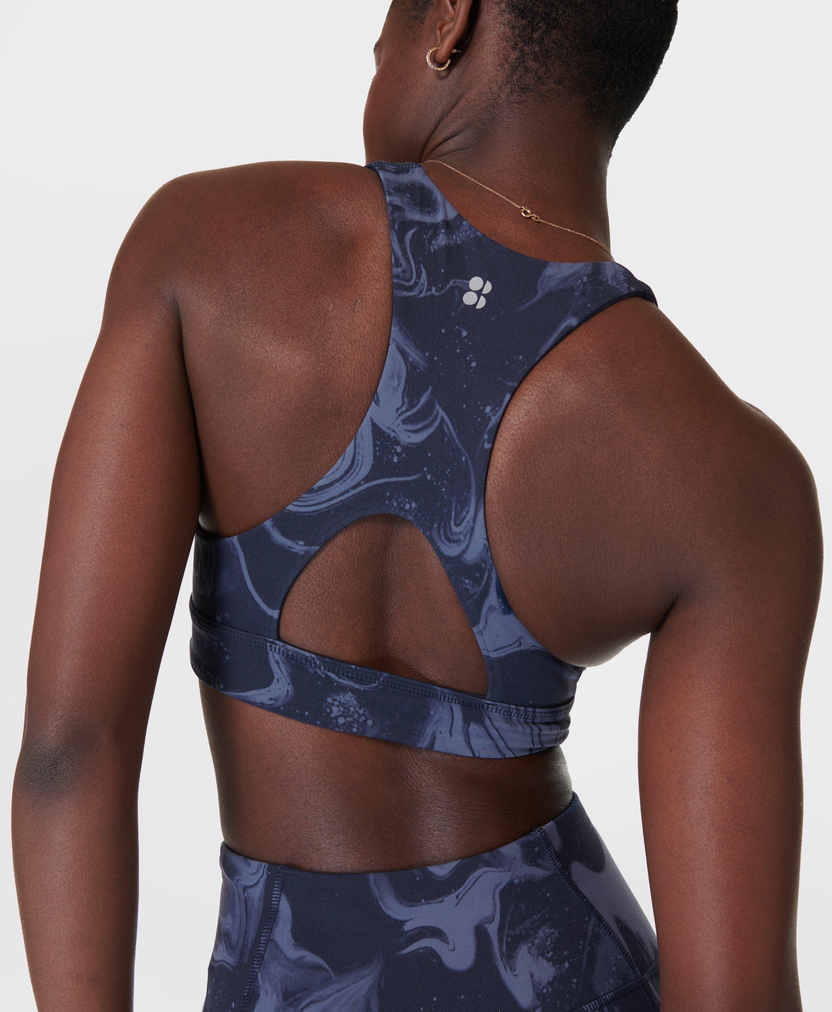 Super Soft Reversible Yoga Bra - BlueMarblePrint NavyBlue, Women's Sports  Bras