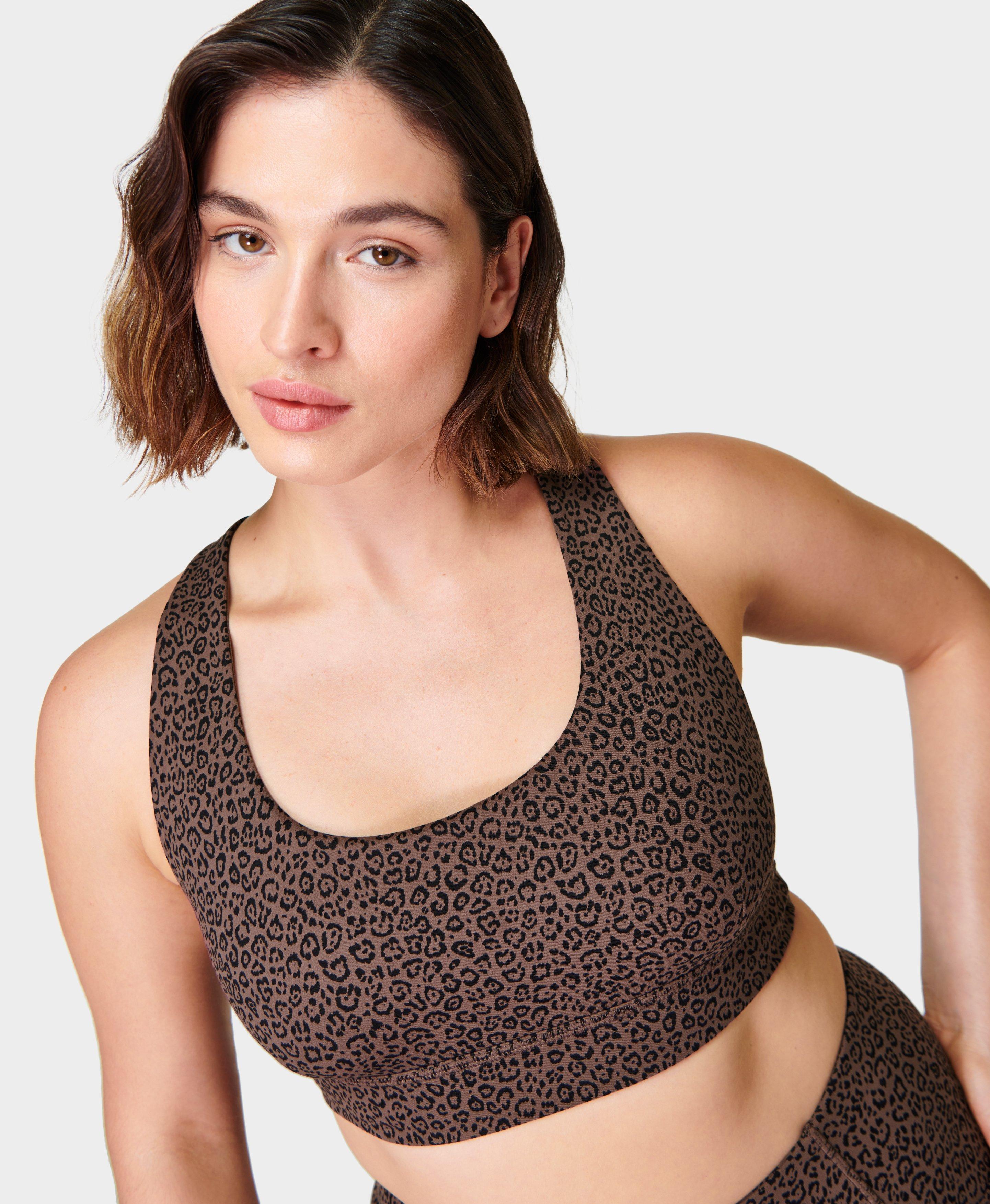 Super Soft Reversible Yoga Bra - BrownLeoMarksPrint WalnutBrown