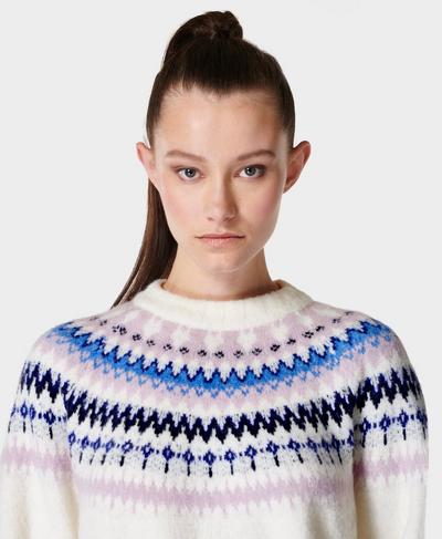 Fairisle Wool Sweater , White | Sweaty Betty