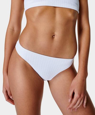 Capri Crinkled High Leg Bikini Brief , White | Sweaty Betty