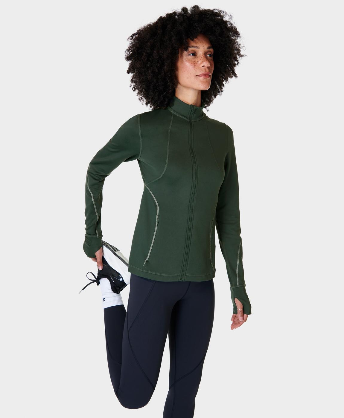 Therma Boost Running Zip Up - Trek Green, Women's Jumpers + Hoodies