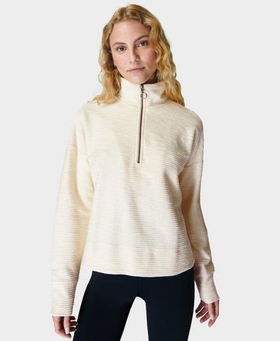 Rest Up Half Zip Pullover, Lily White | Sweaty Betty