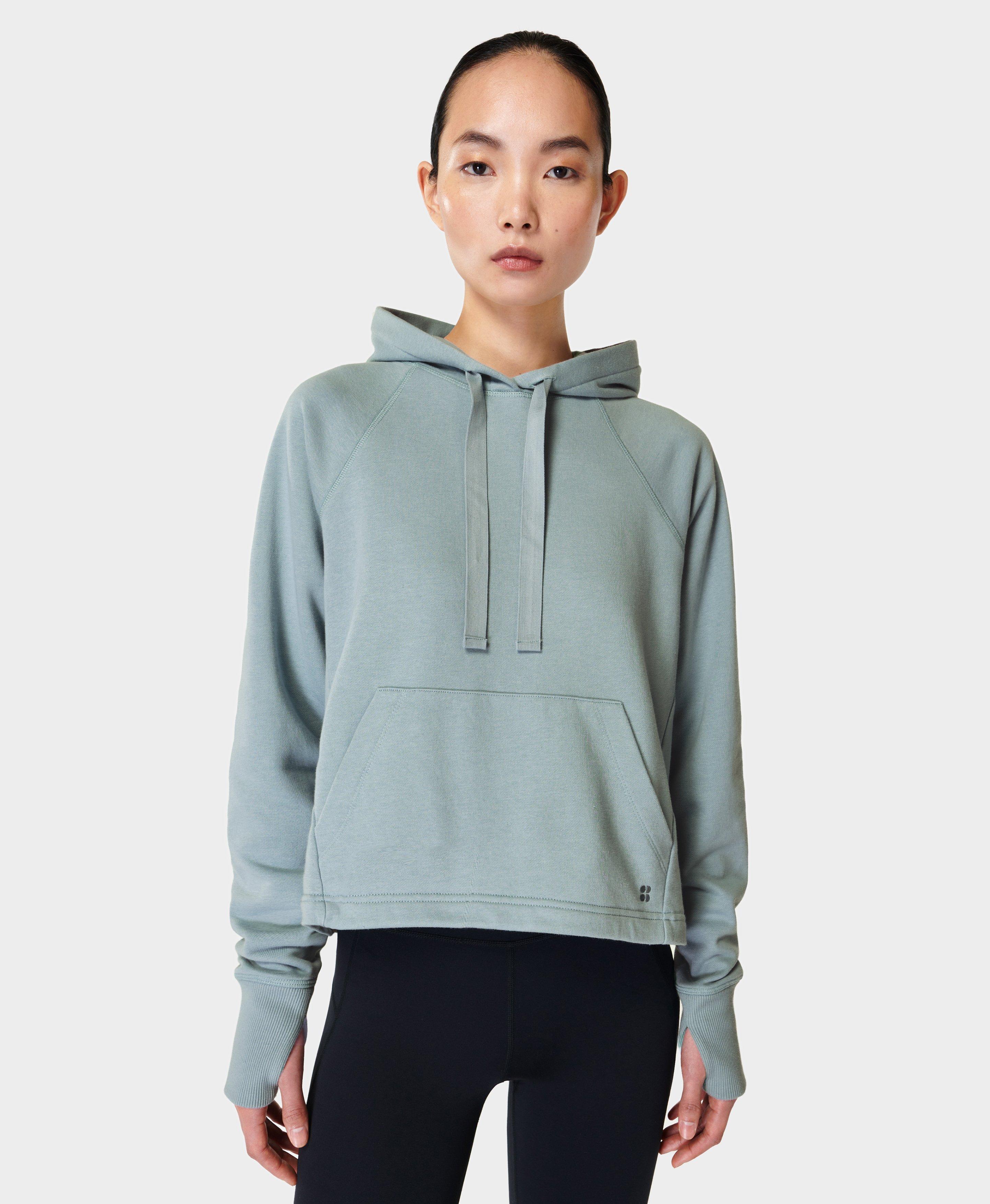 Revive Cropped Hoodie- vapourblue | Women's Sweaters + Hoodies |  www.sweatybetty.com