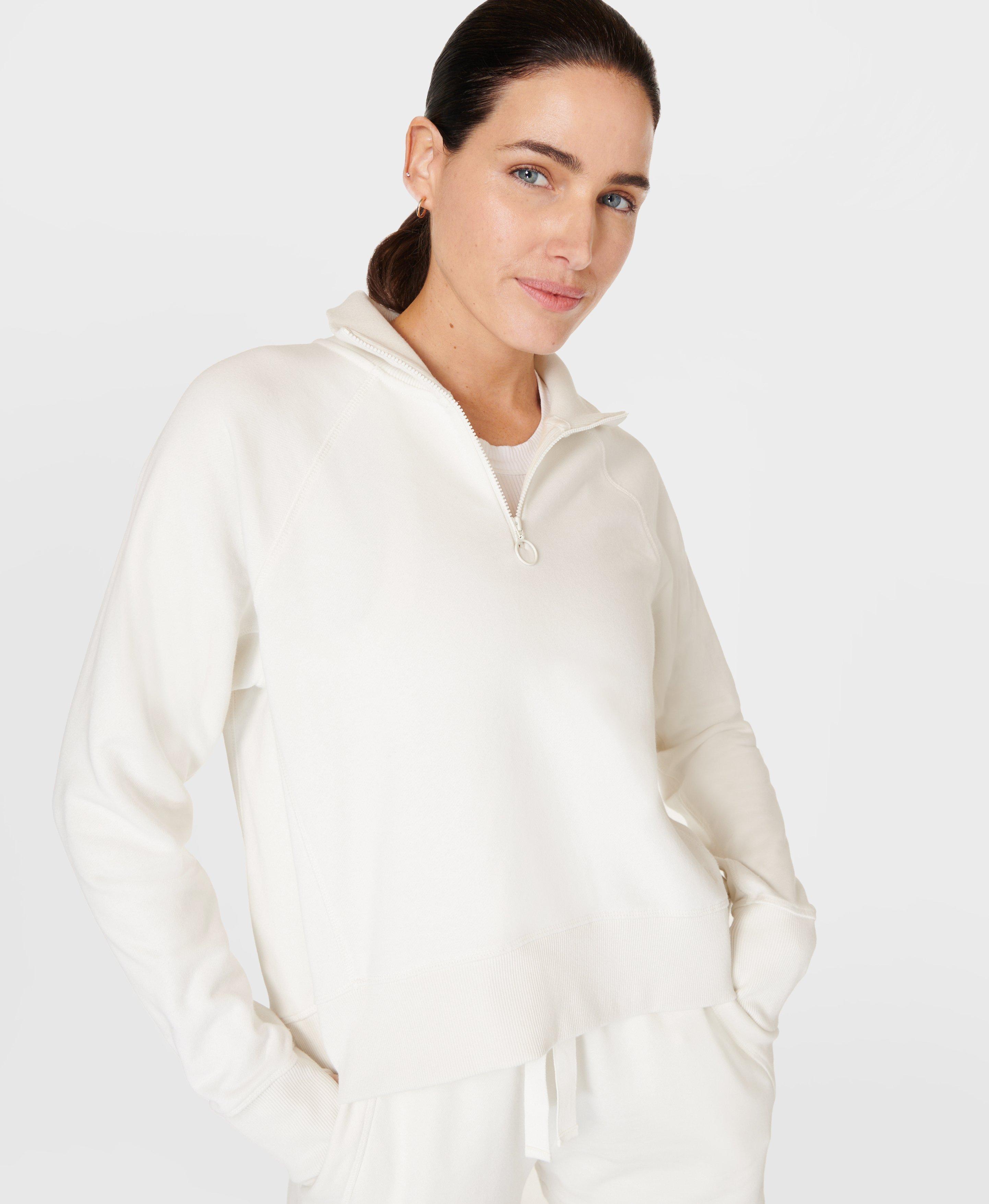 Revive Rib Half Zip Pullover - Lily White | Women's Jumpers +