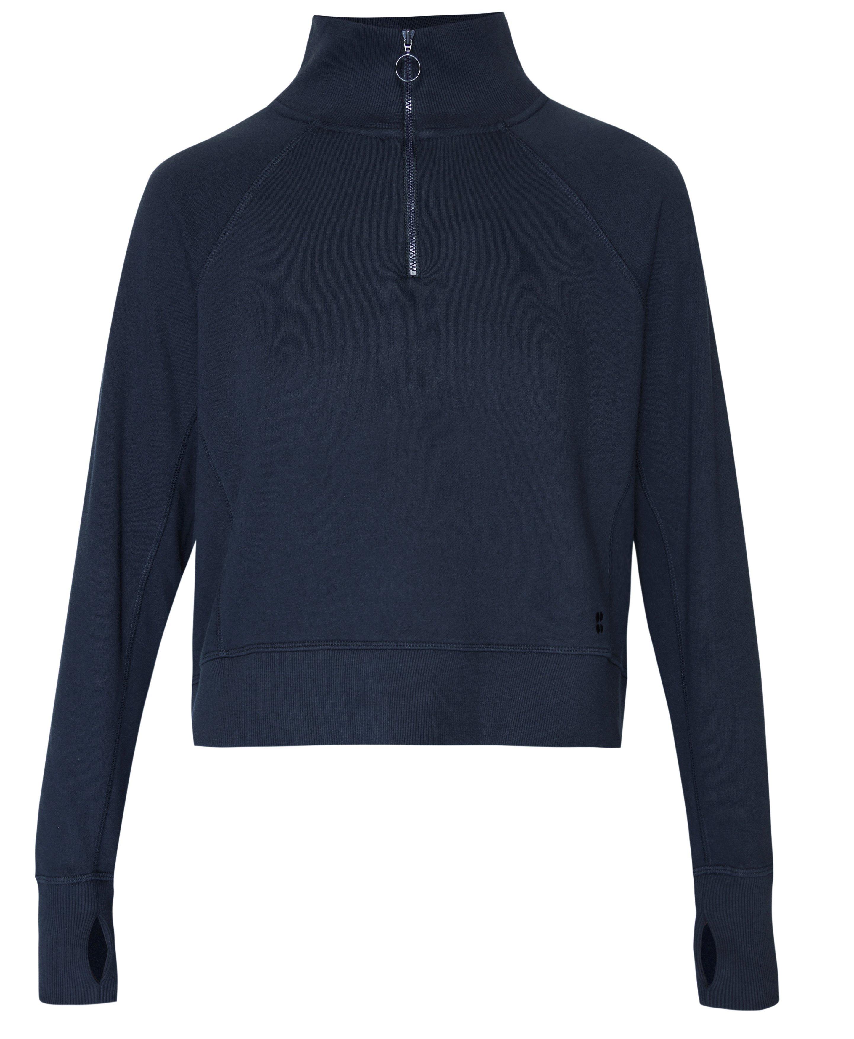 Revive Rib Half Zip Pullover - Navy Blue, Women's Sweaters + Hoodies