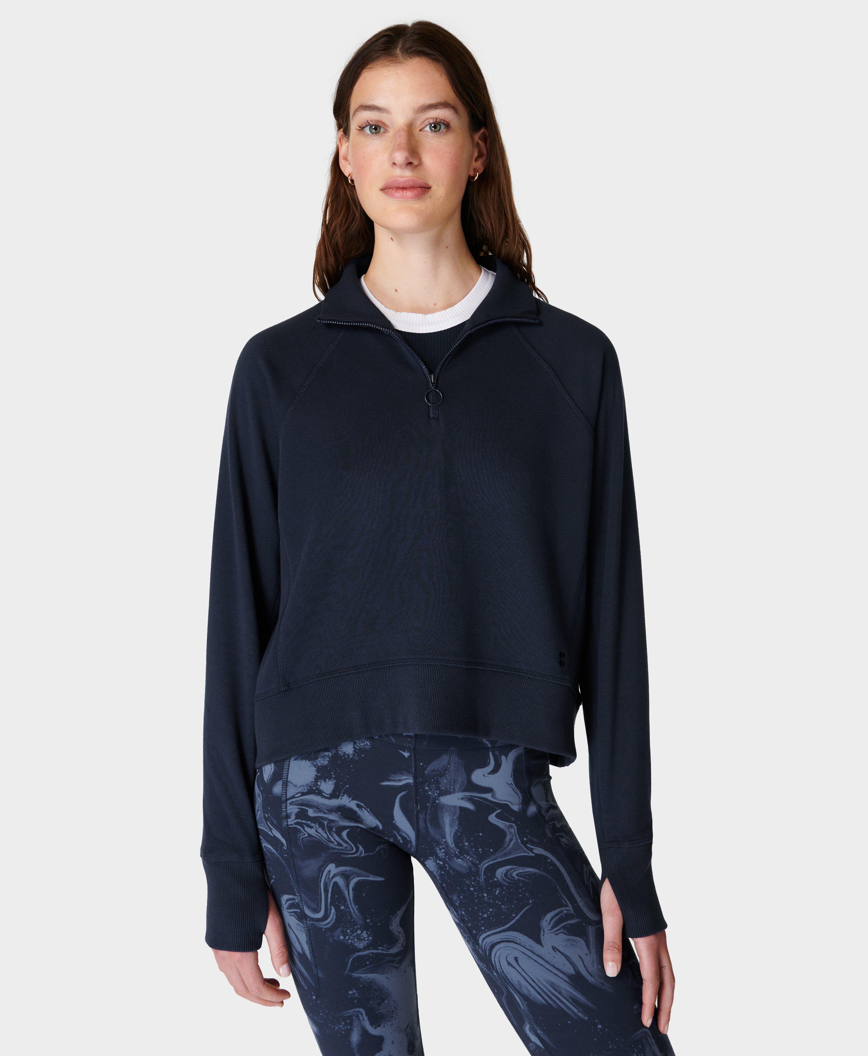 Navy blue half 2024 zip pullover women's