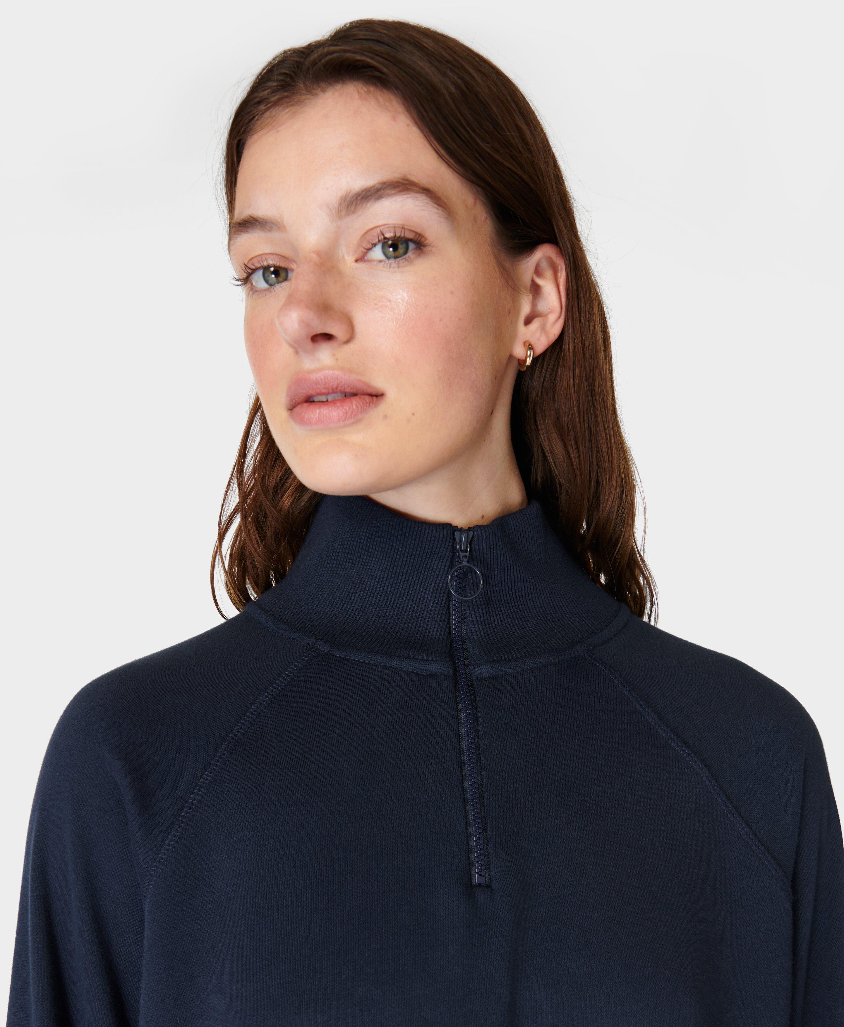 Revive Rib Half Zip Pullover - Navy Blue, Women's Sweaters + Hoodies