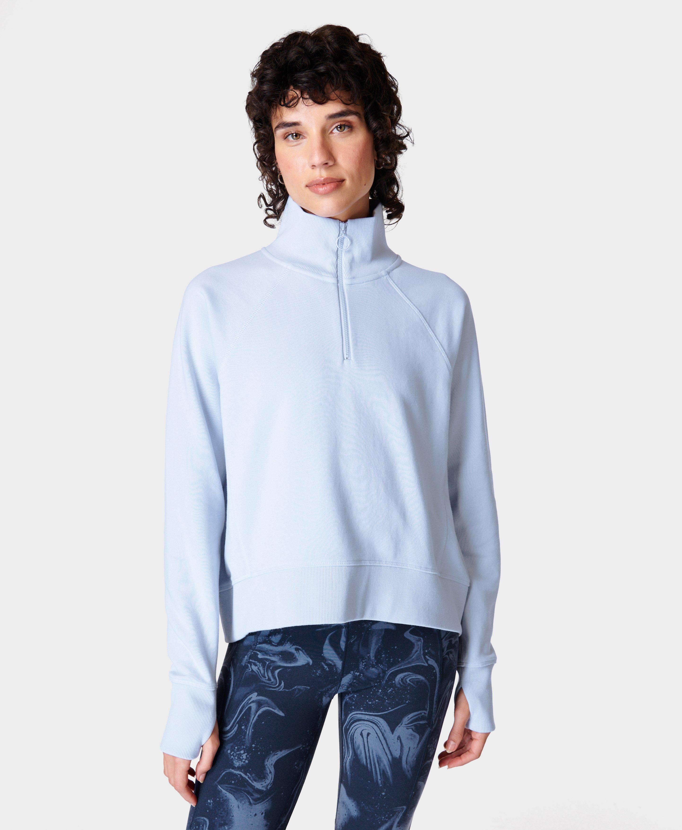 Revive Rib Half Zip Pullover - Salt Blue | Women's Sweaters +