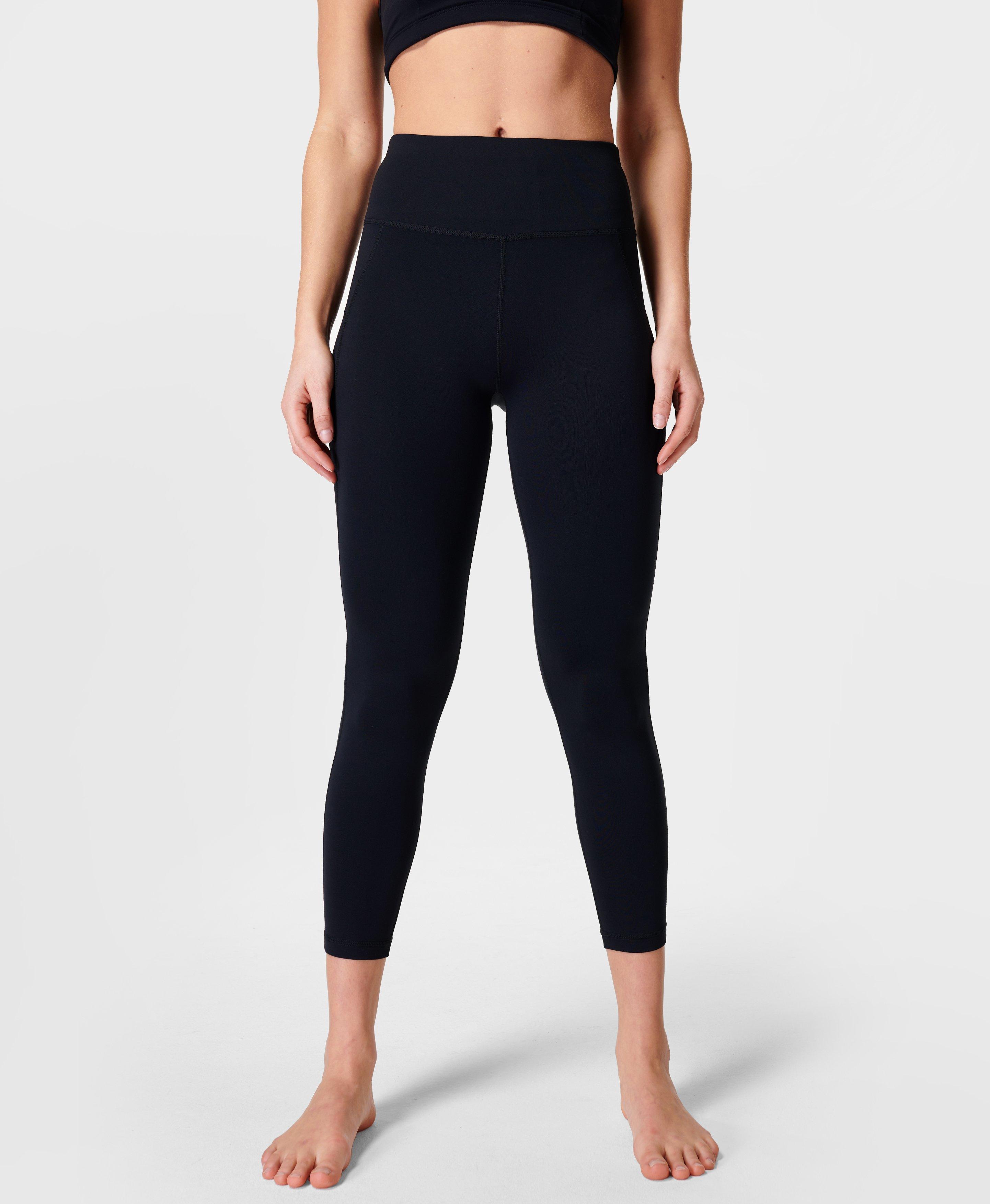 Sweaty Betty NEW All Day 7/8 Crop Length Rouche Hem Athletic Leggings Black  XL - $56 - From Galore