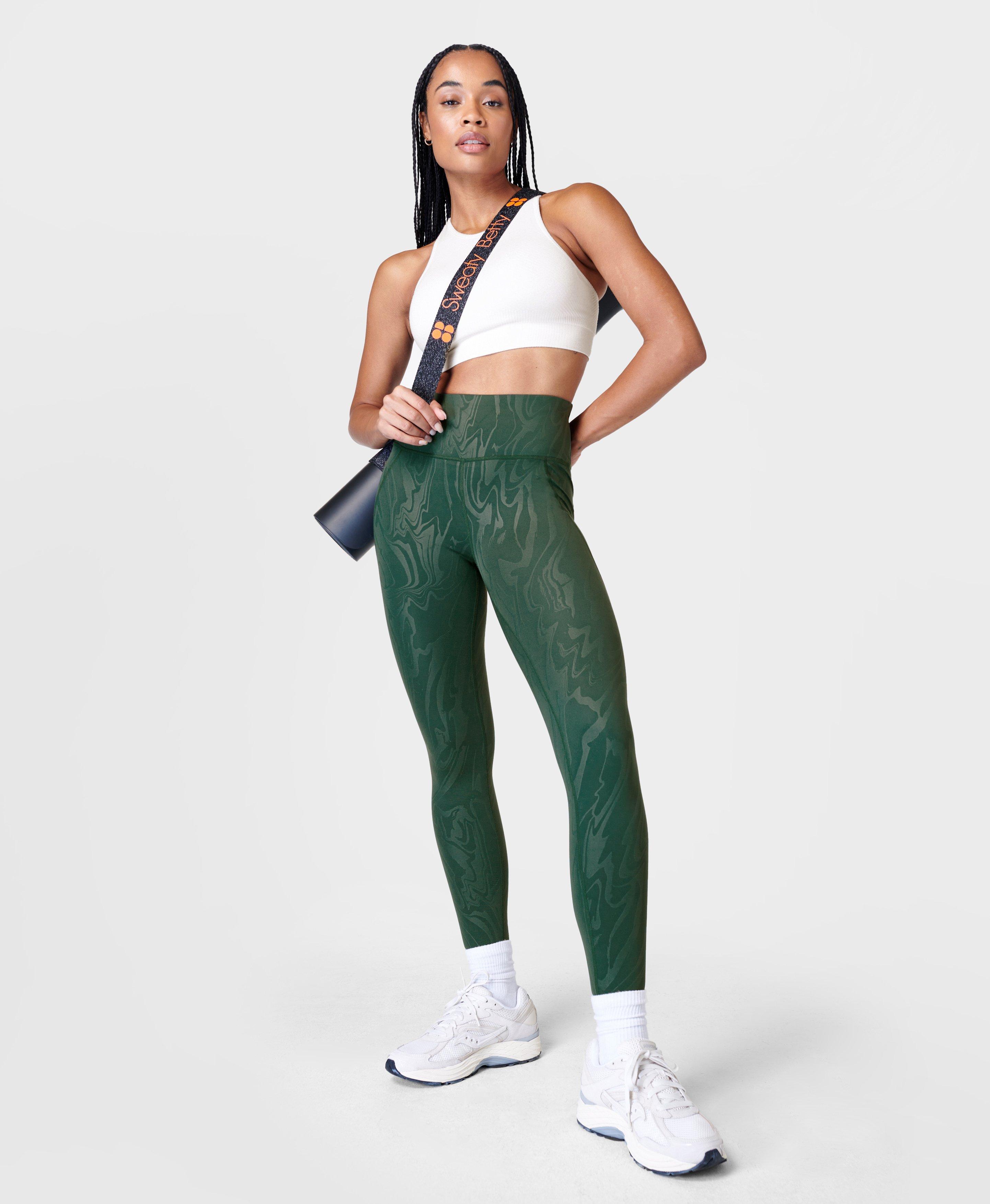 All Day Embossed Leggings - Green Slicked Emboss Print