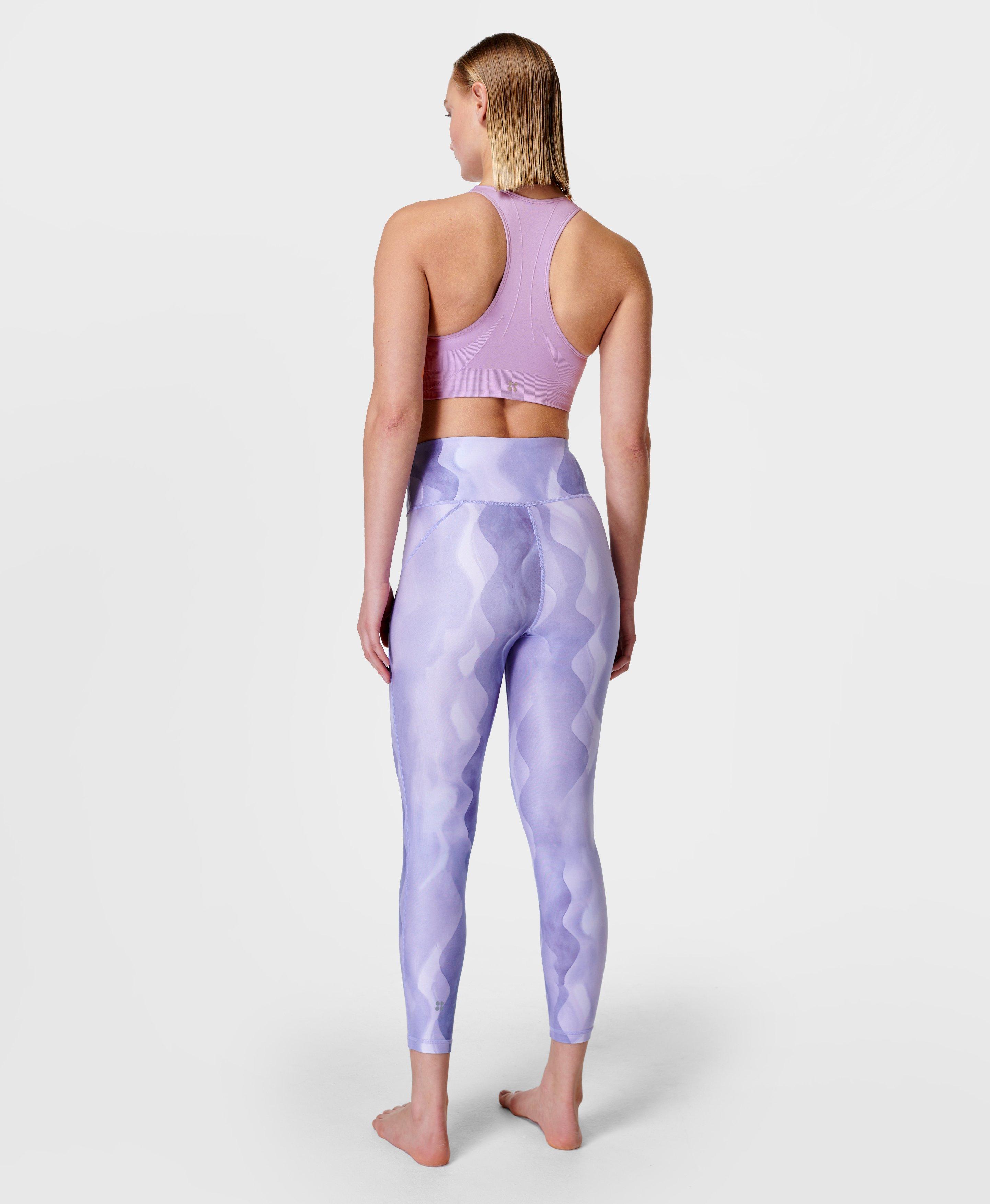 BNWT Sweaty Betty Workout Leggings RRP £85 Purple Goddess Foil 7/8