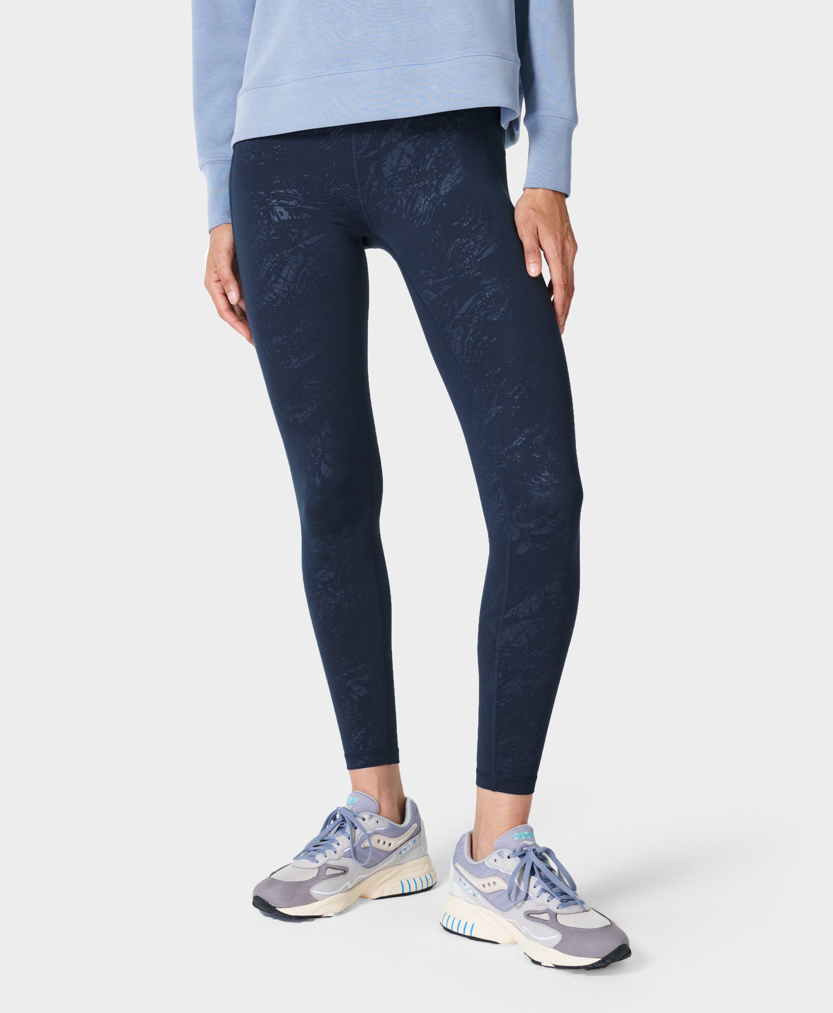 All Day 7/8 Embossed Leggings - Blue Sea Foam Emboss Print