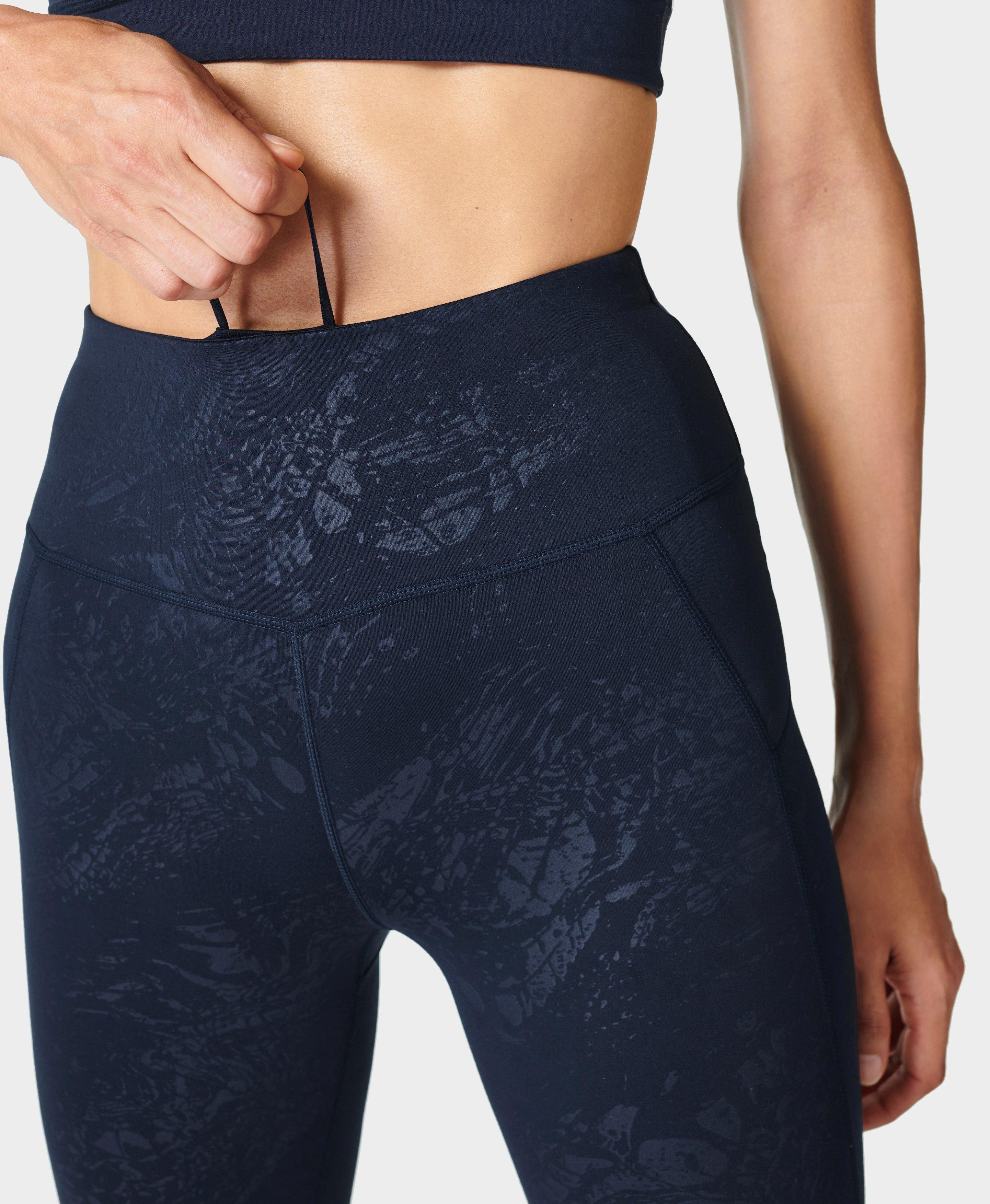 Sweaty Betty All Day Embossed Leggings, Blue Textured, XXS