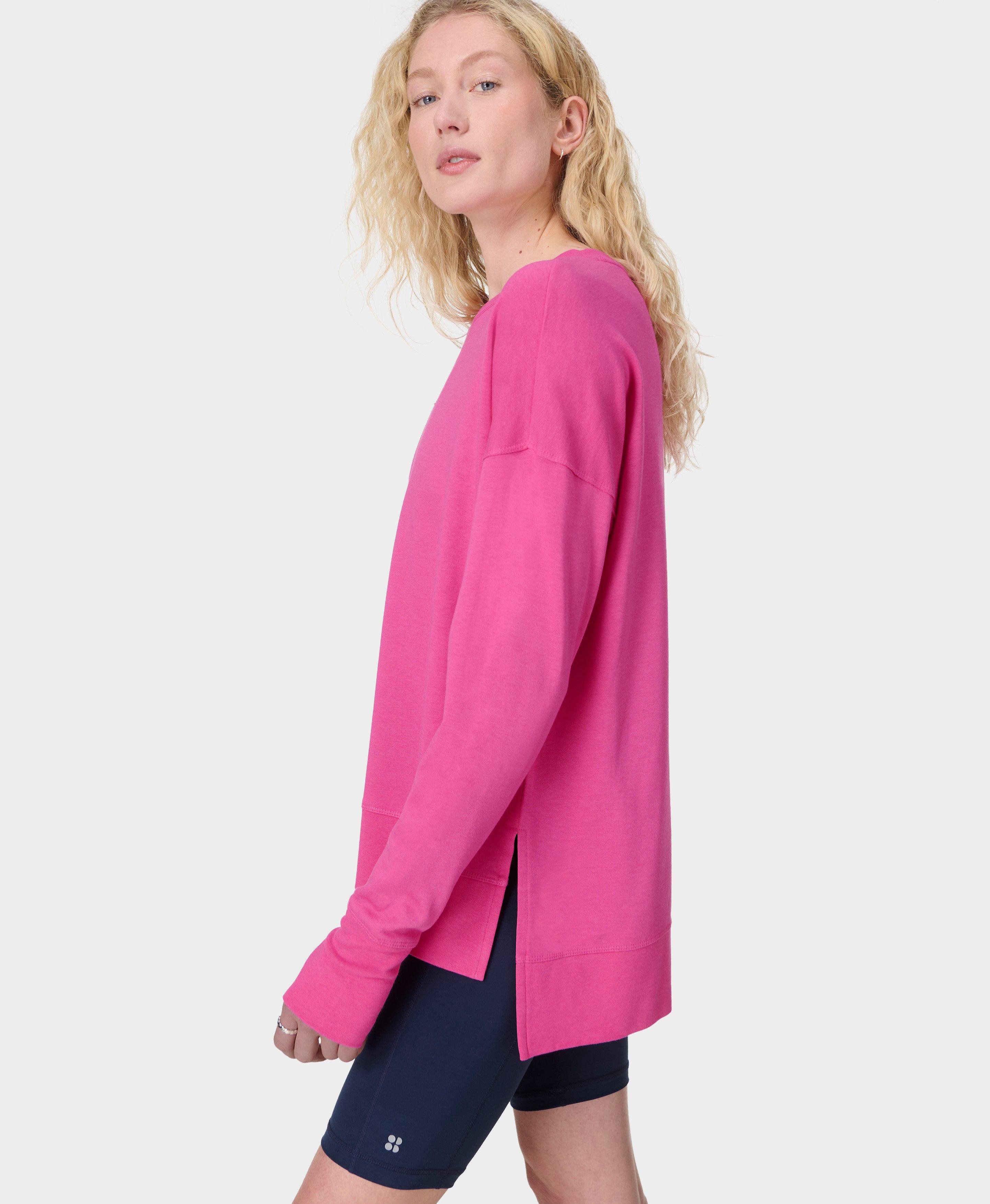 Sweaty Betty After Class Longline Sweatshirt, Pink, Women's XXL