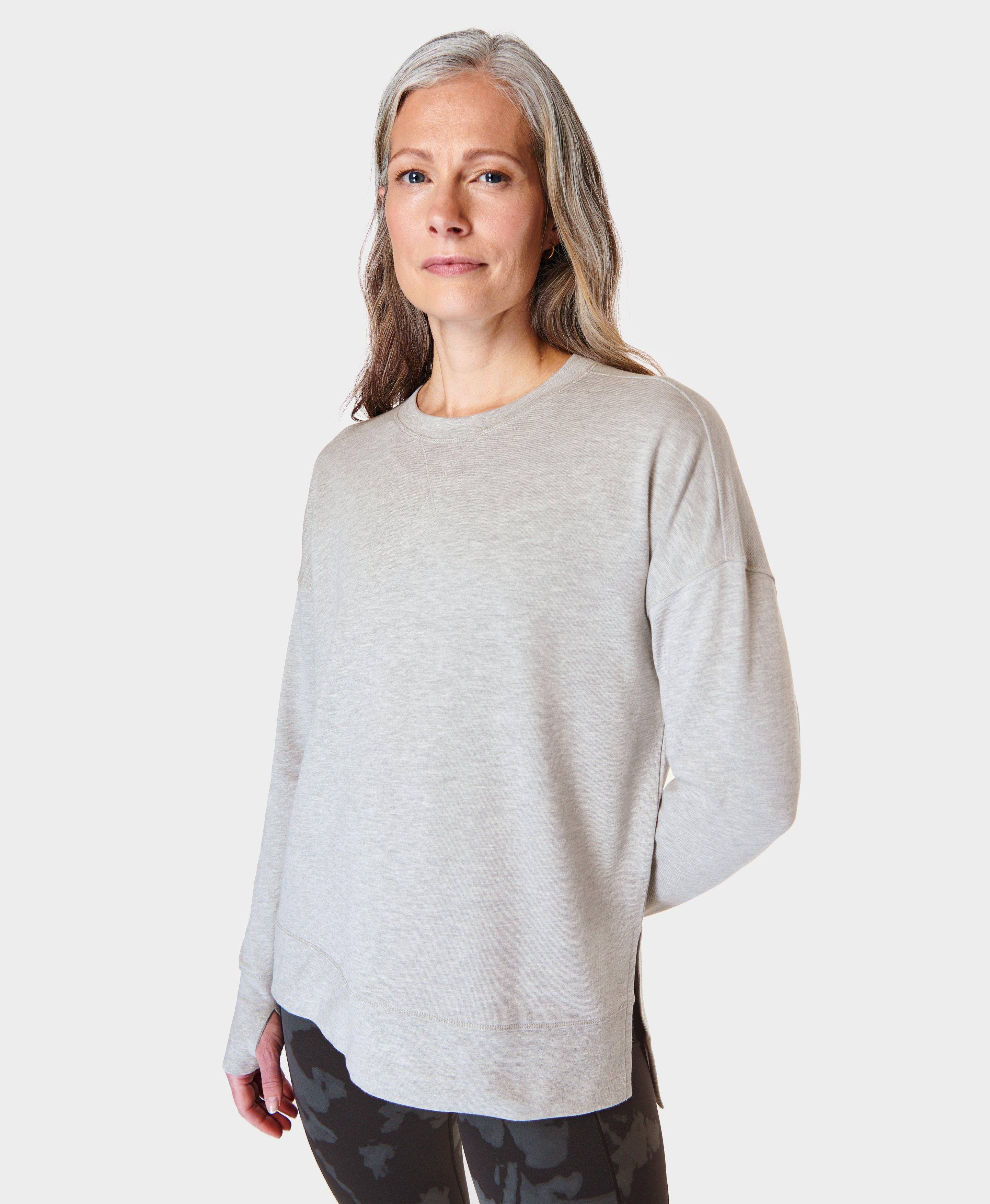 After Class Longline Sweatshirt - Light Grey Marl, Women's Sweaters +  Hoodies