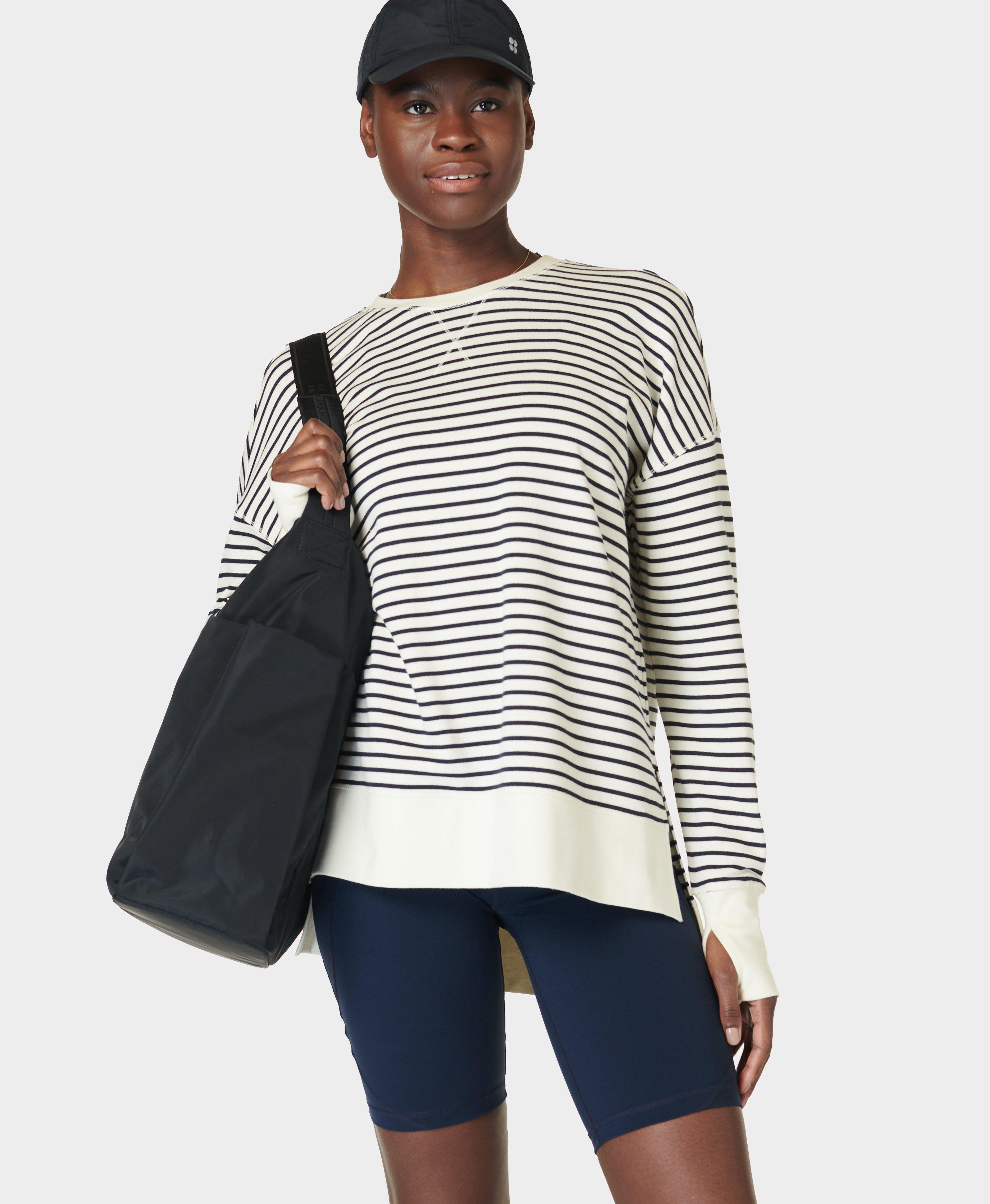 (取寄) スウェッティ ベティ レディース エクスプロア モア ロングライン スウェットシャツ Sweaty Betty women Explore More Longline Sweatshirt Navy Blue sb8985_lilywhitestripe