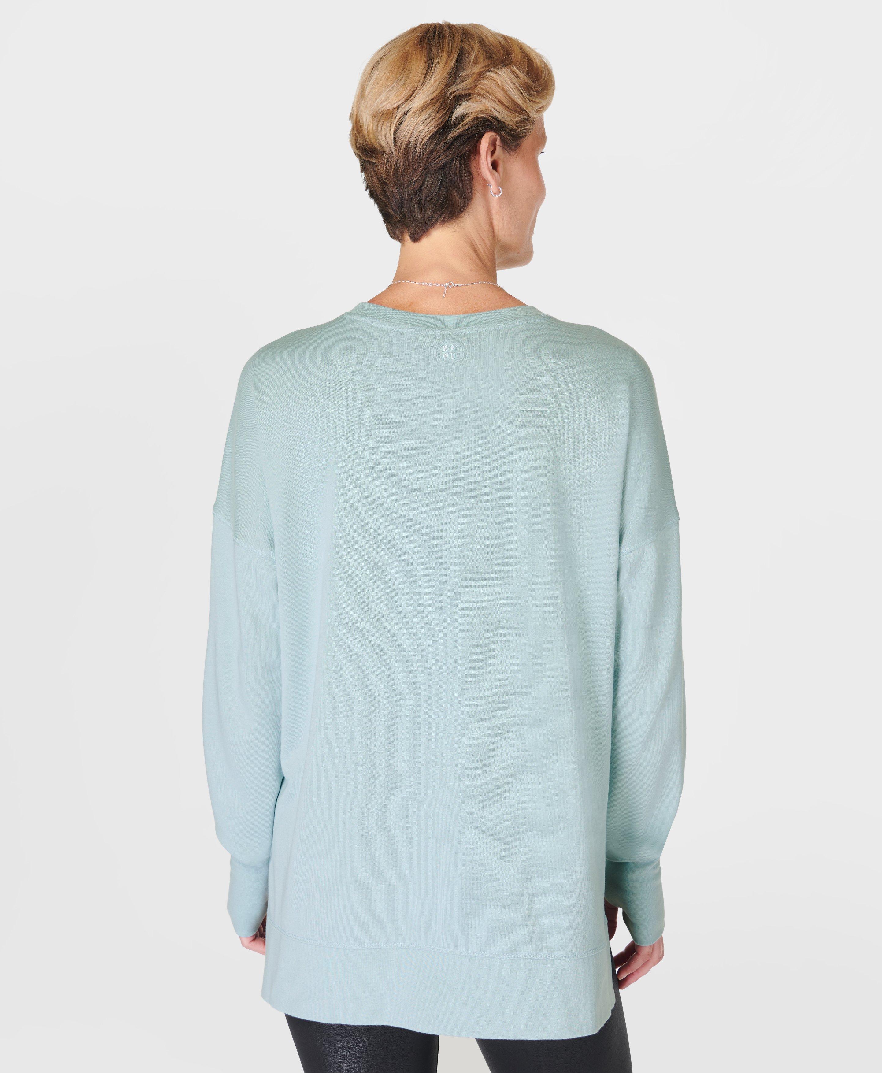 After Class Longline Sweatshirt Muted Teal Blue Women s Jumpers Hoodies Sweaty Betty