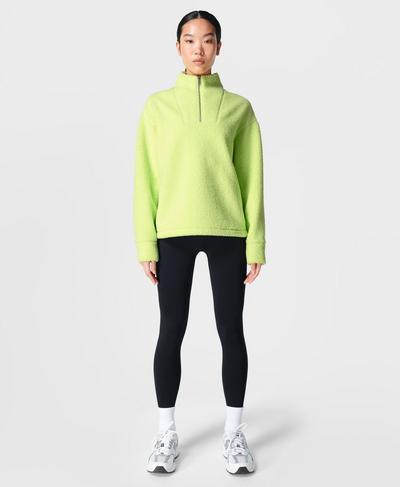 Lomond Fleece Half Zip Pullover, Pomelo Green | Sweaty Betty