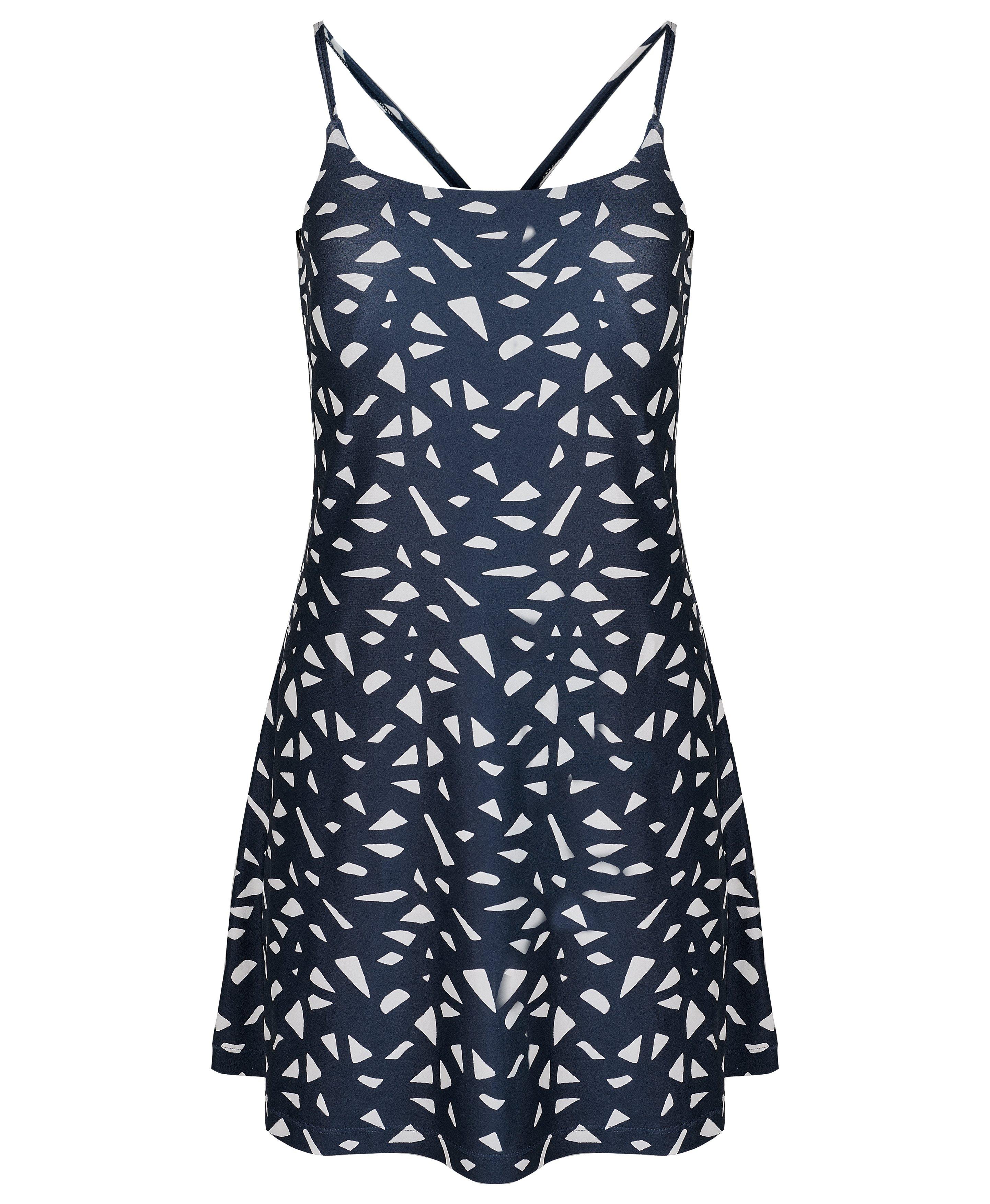 All Round Workout Dress - Navy Blue Mini Vintage Seed Print