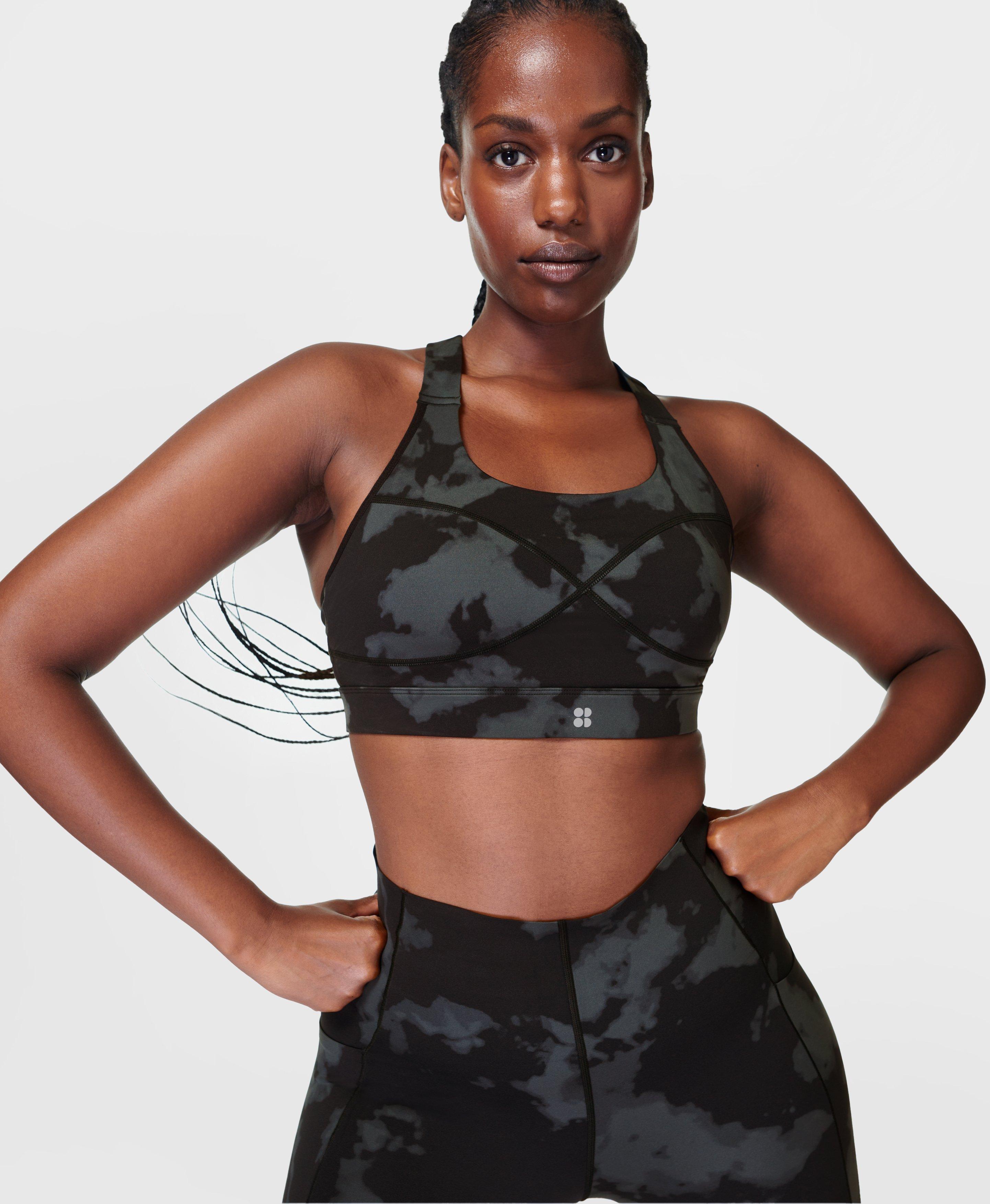 Women's workout bra SAVAGE BARBELL black VARSITY model