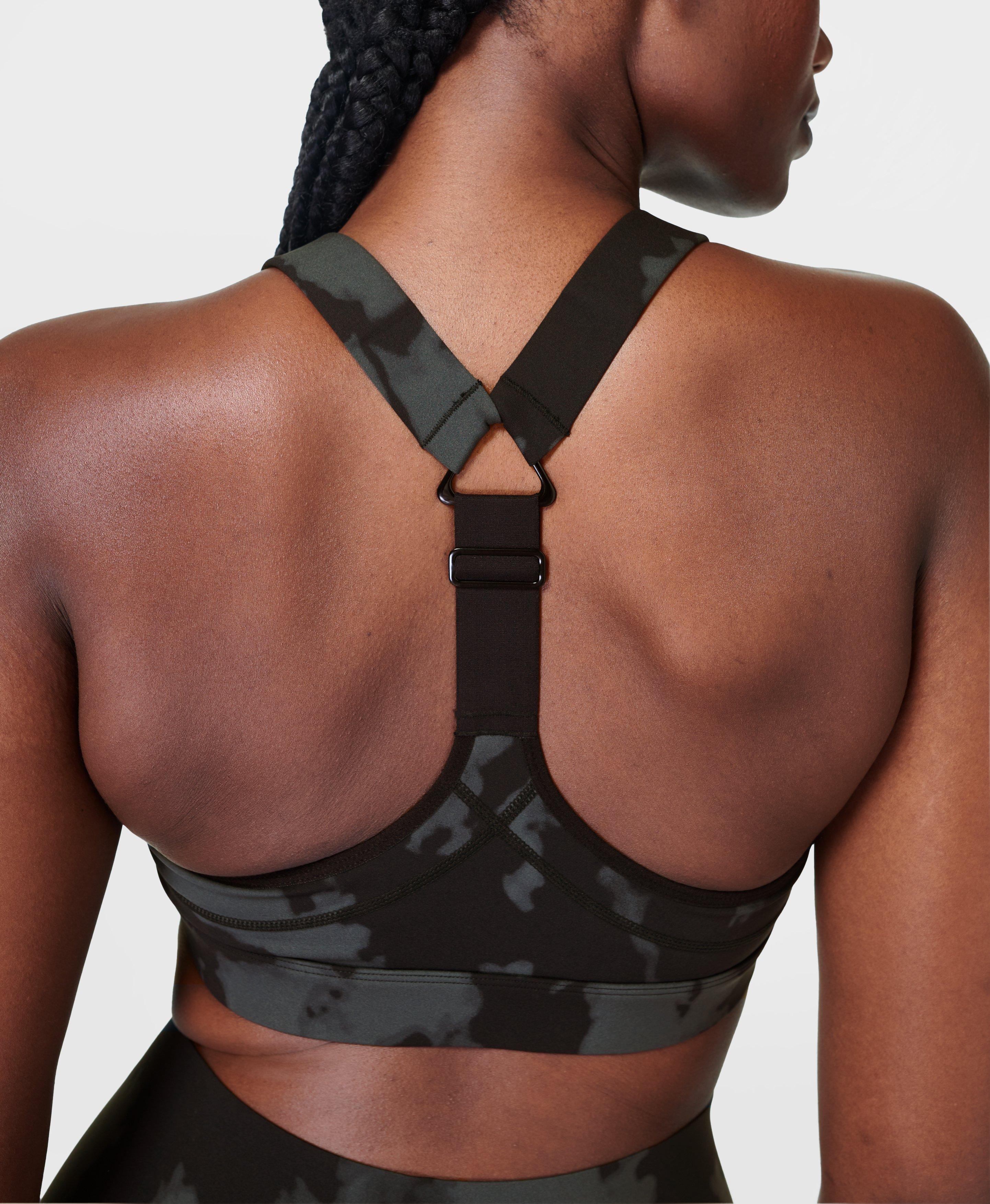 Power Medium Support Sports Bra - Black Fade Print