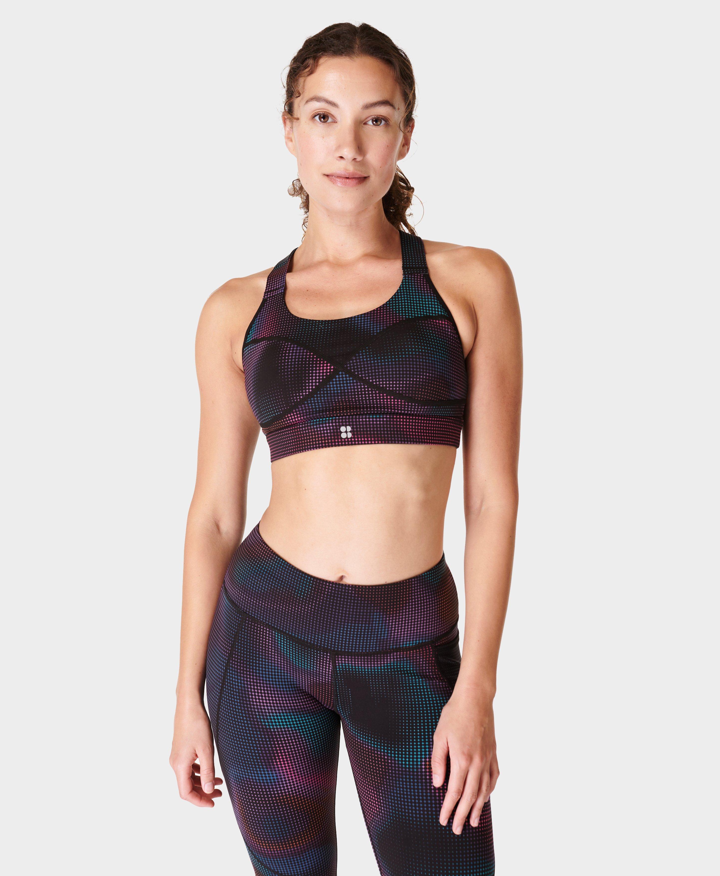 NWT $41 Sweaty Betty [ Medium ] Stamina Workout Bra in Aluminum