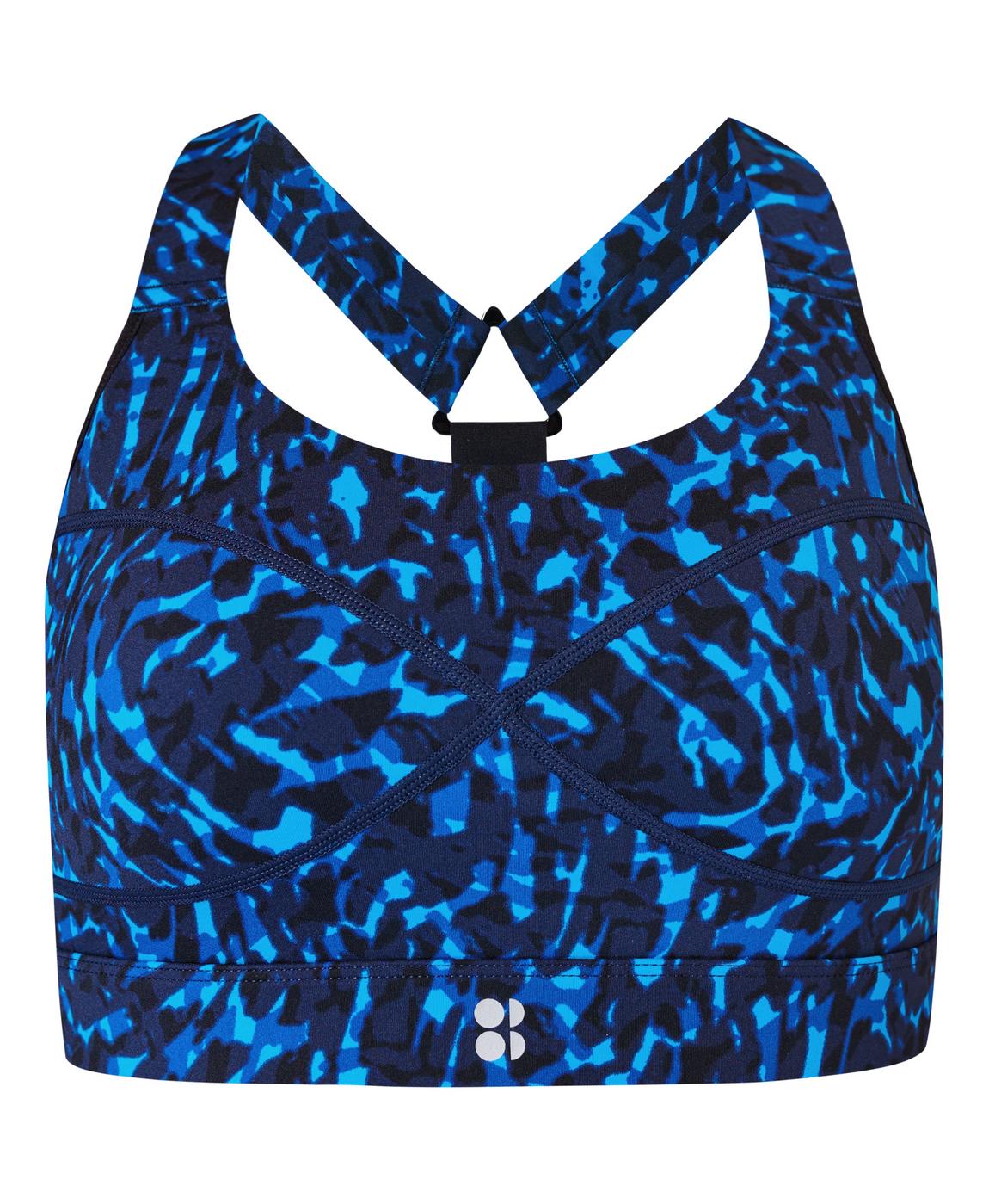 Power Medium Support Sports Bra - Blue Animal Swirl Print, Women's Sports  Bras