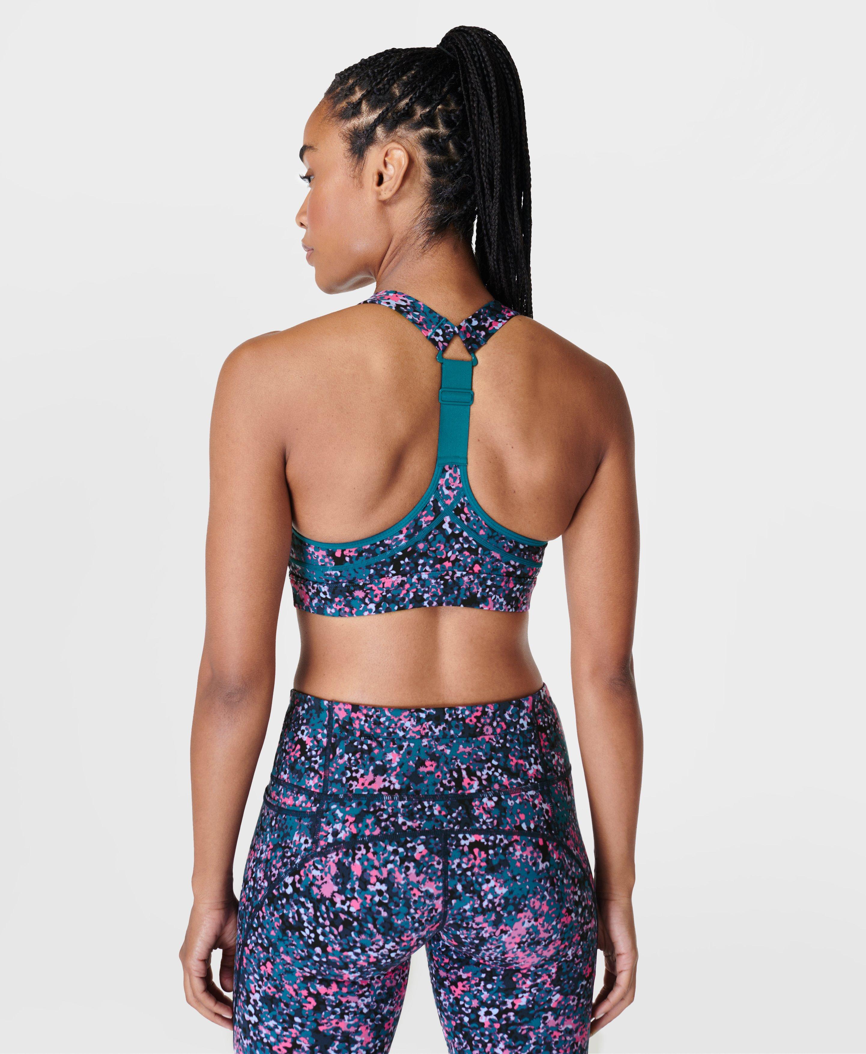 Sweaty Betty Studio Open Back Sports Bra Pink Pebble Print Small Retail $70  EUC