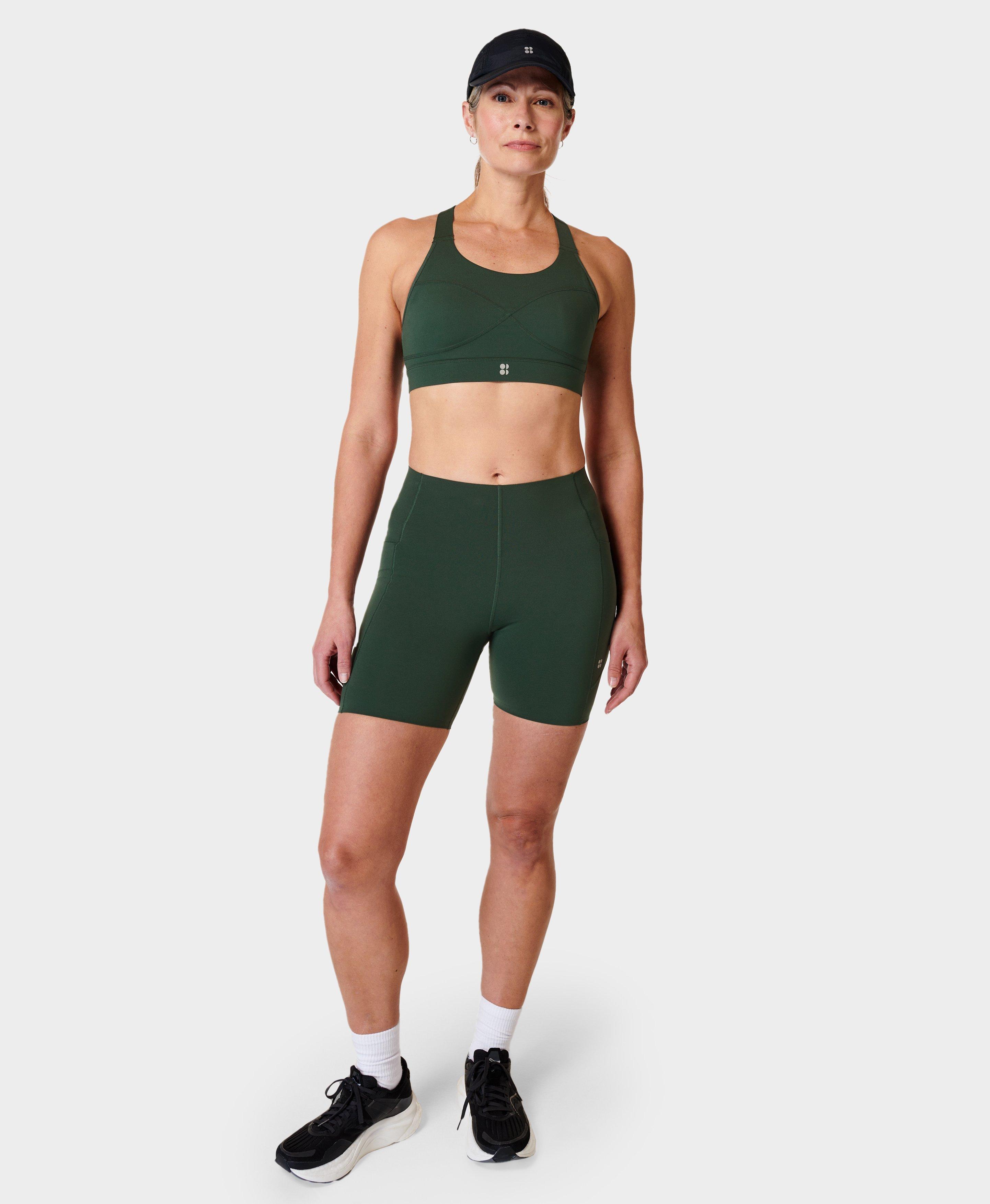 Sweaty Betty Stamina Longline Sports Bra Women's Moss Green Small Yoga NEW  NWT