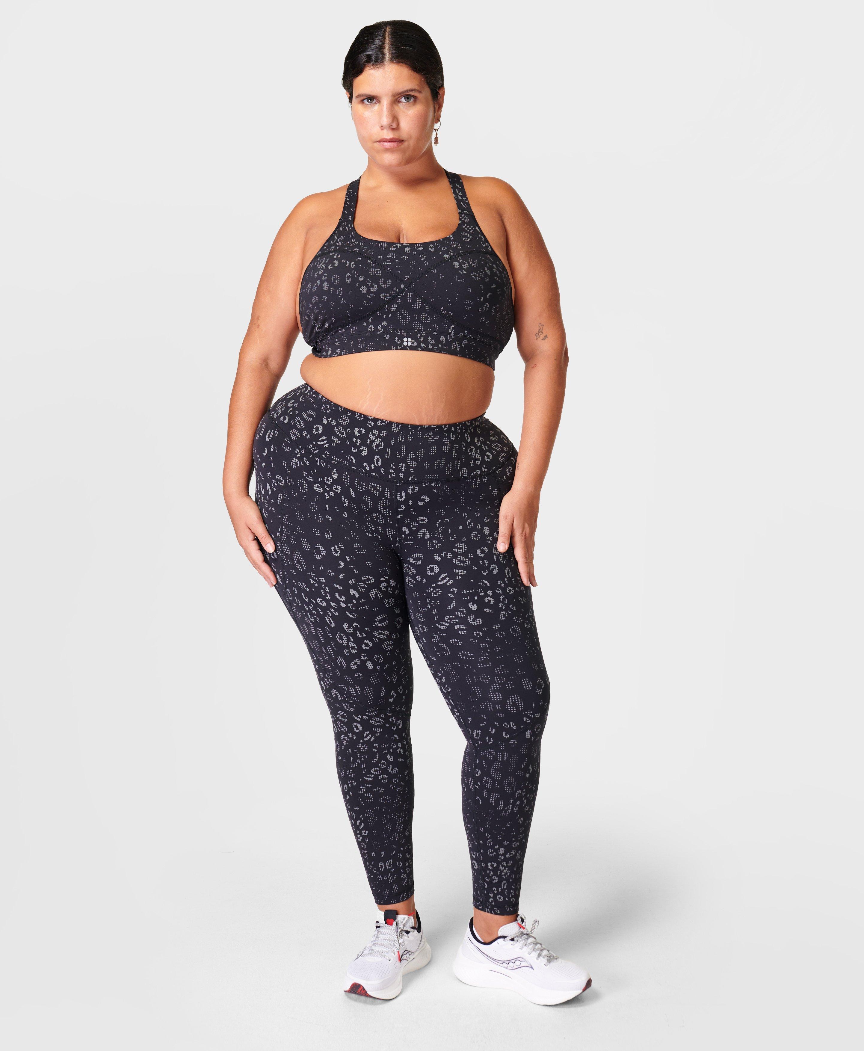 Black Power Reflective leopard-print sports bra, Sweaty Betty