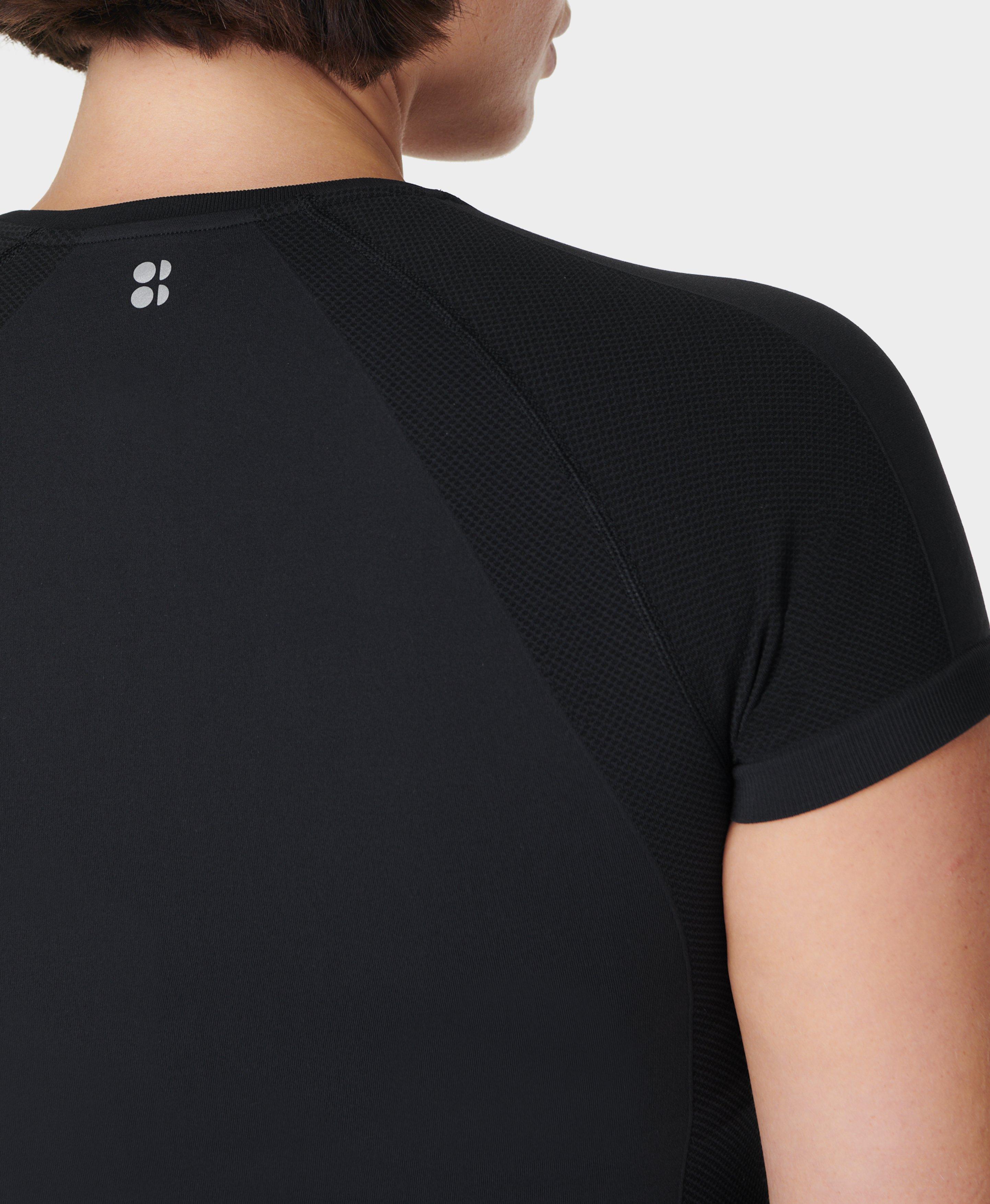 Athlete Crop Seamless Workout Tee - Black, Women's T-Shirts