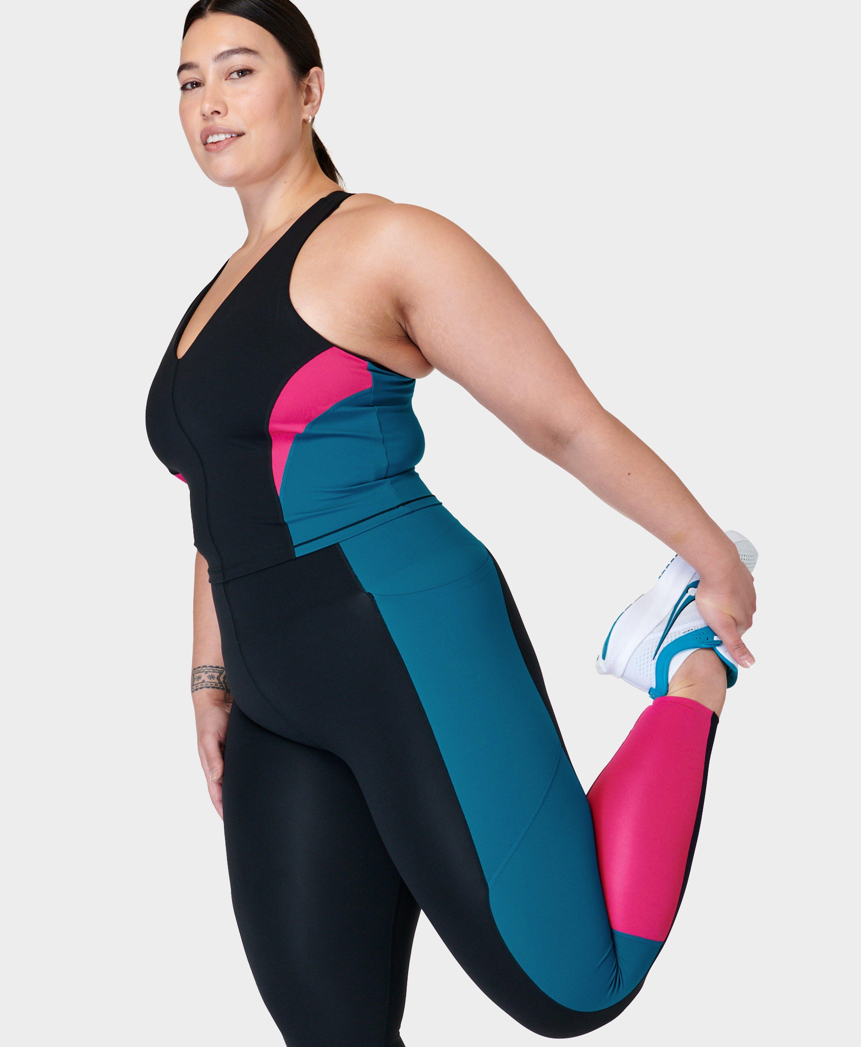 Stay cool and stylish with our Black Colour Block Thermodynamic Run Leggings