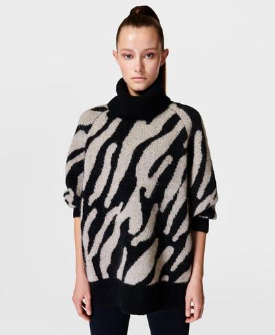 Graphic Zebra Sweater , Black | Sweaty Betty