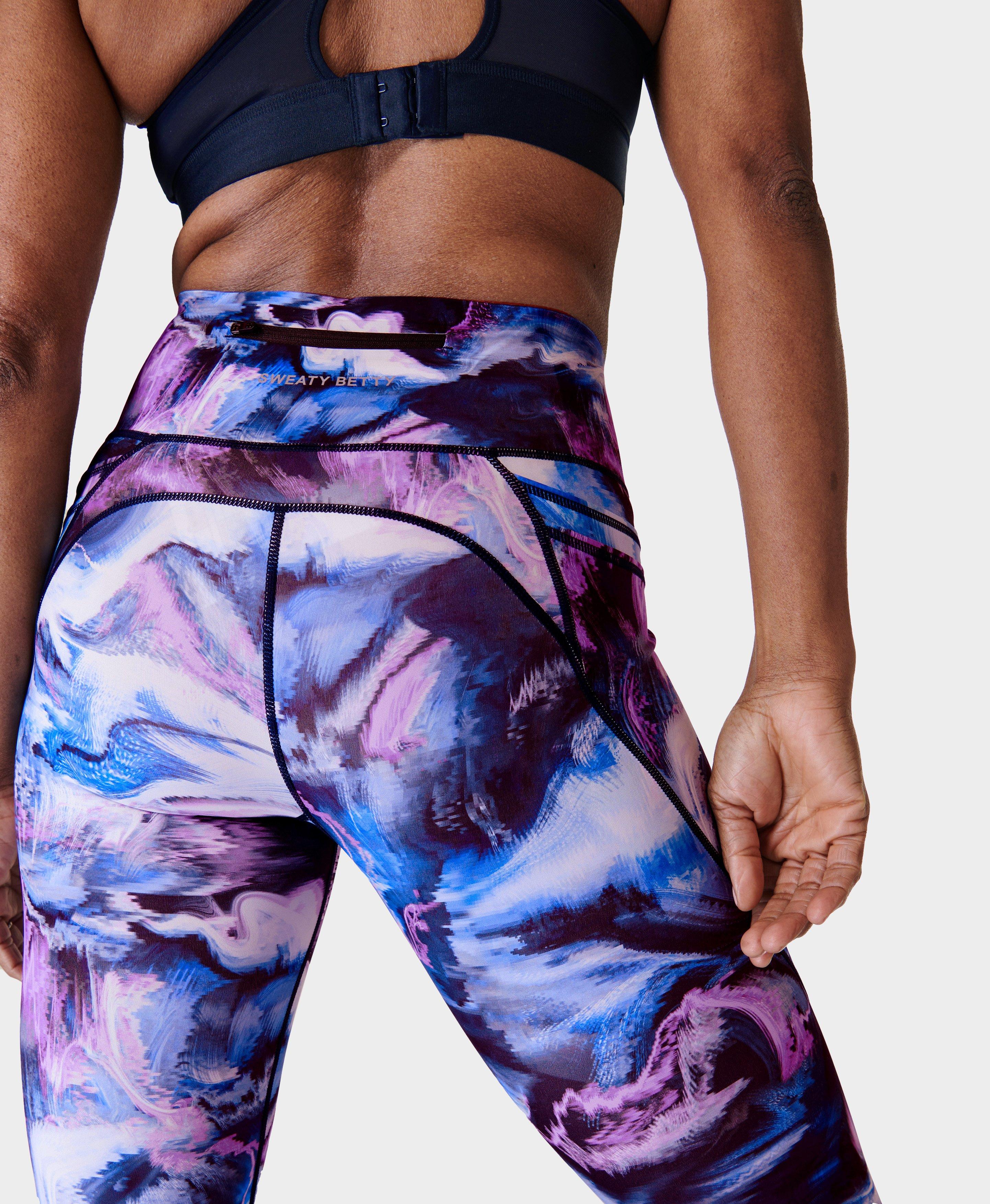 Power Pro Workout Leggings - Blue Virtual Landscape Print, Women's Leggings