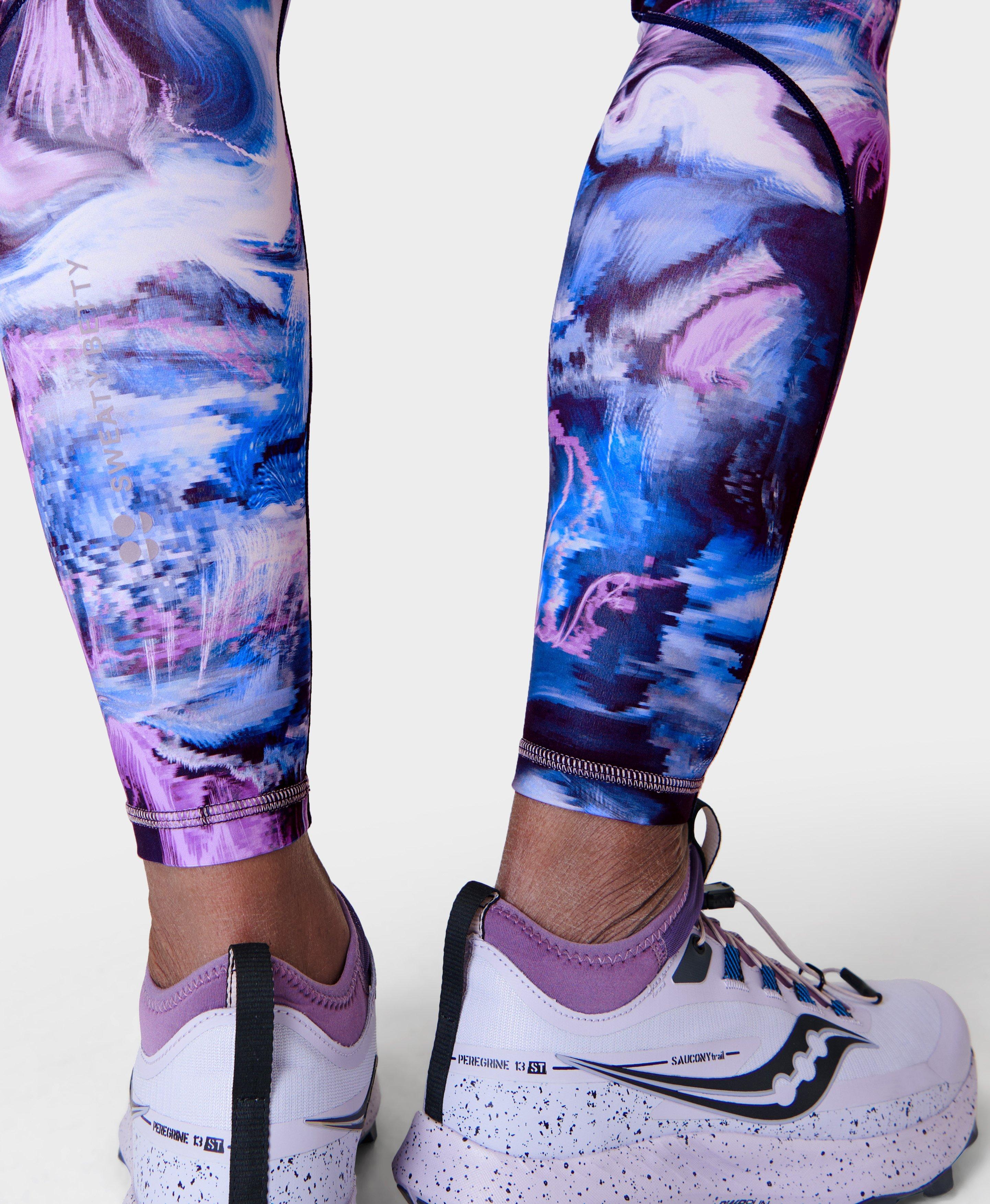 Power Pro Workout Leggings - Blue Virtual Landscape Print, Women's Leggings