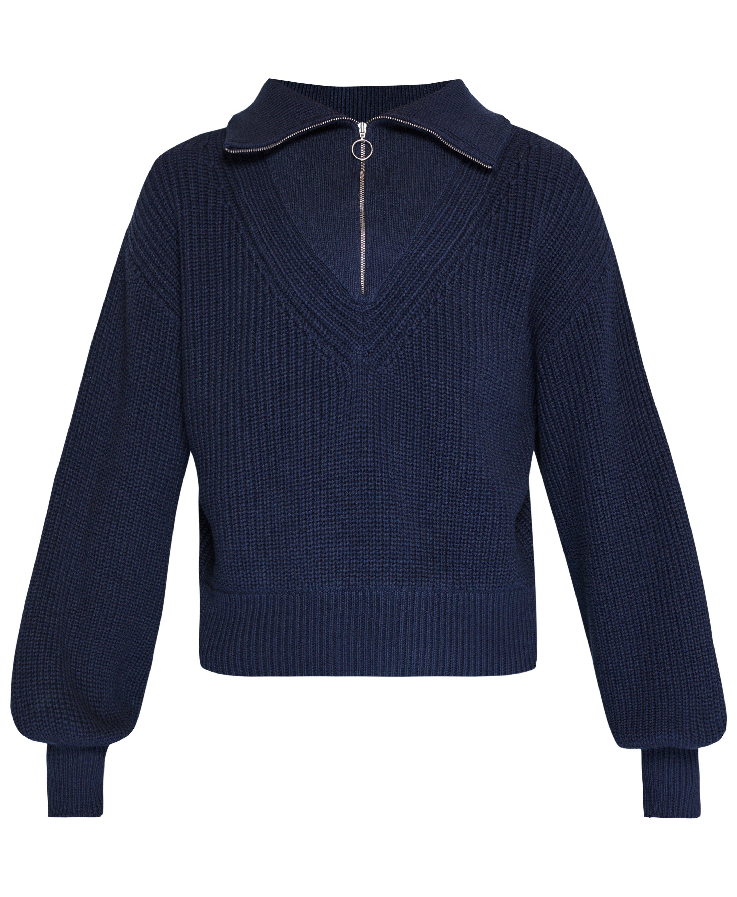 Modern Collared Knitted Sweater - Navy Blue | Sweaty Betty