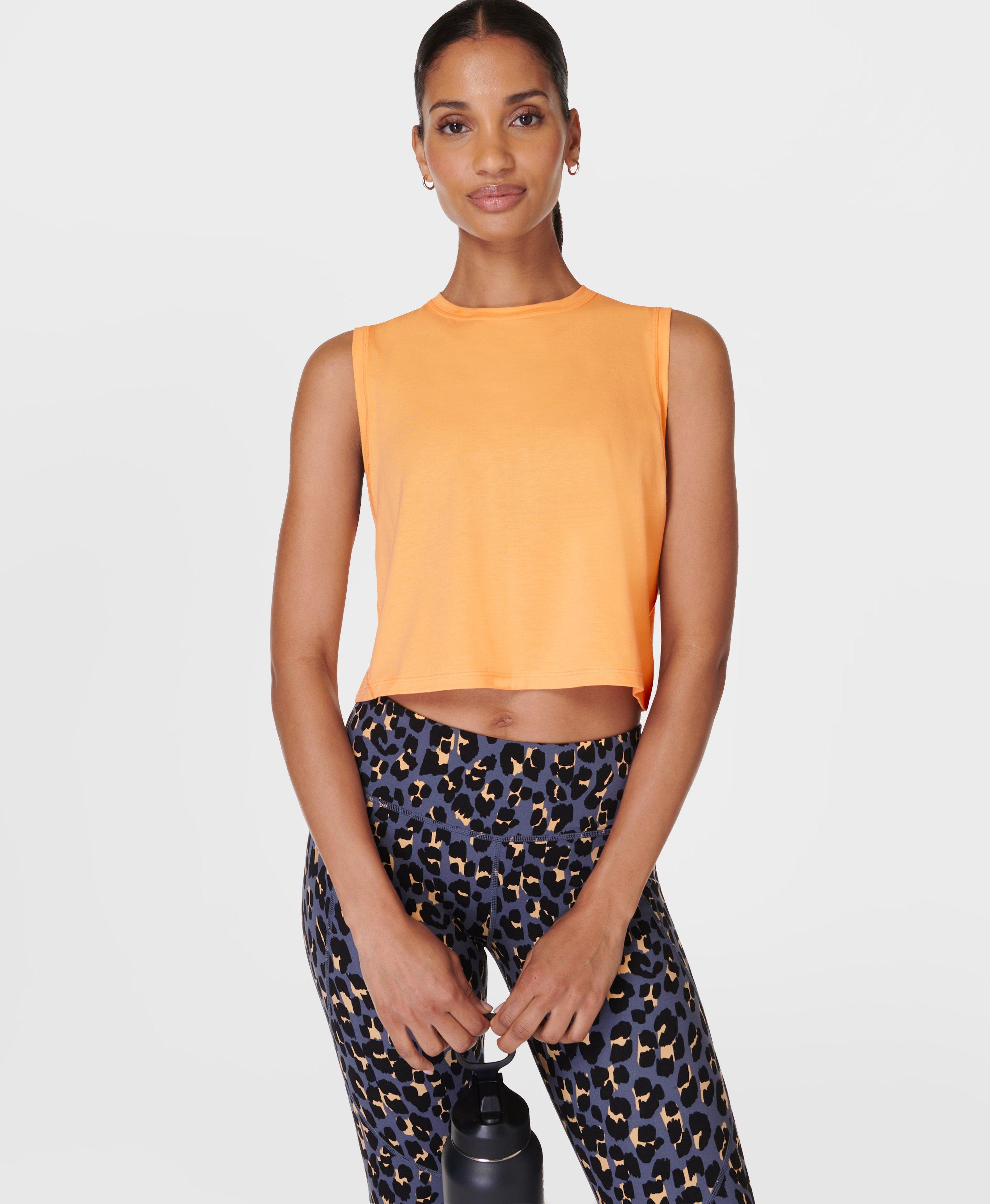 Breathe Easy Crop Muscle Vest - Sunny Orange | Women's Vests