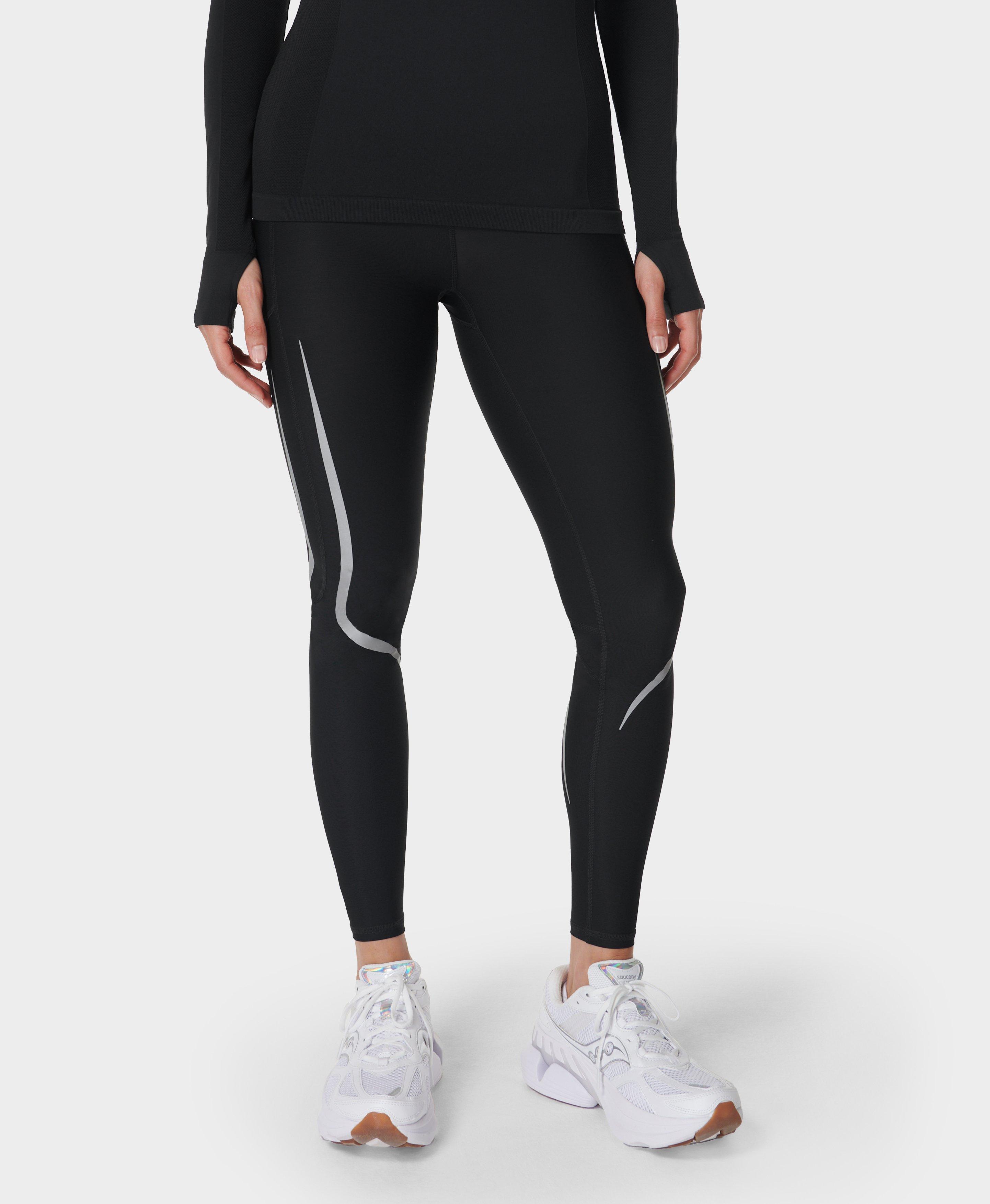 Zero Gravity 7/8 Reflective Running Leggings - Black Strobe